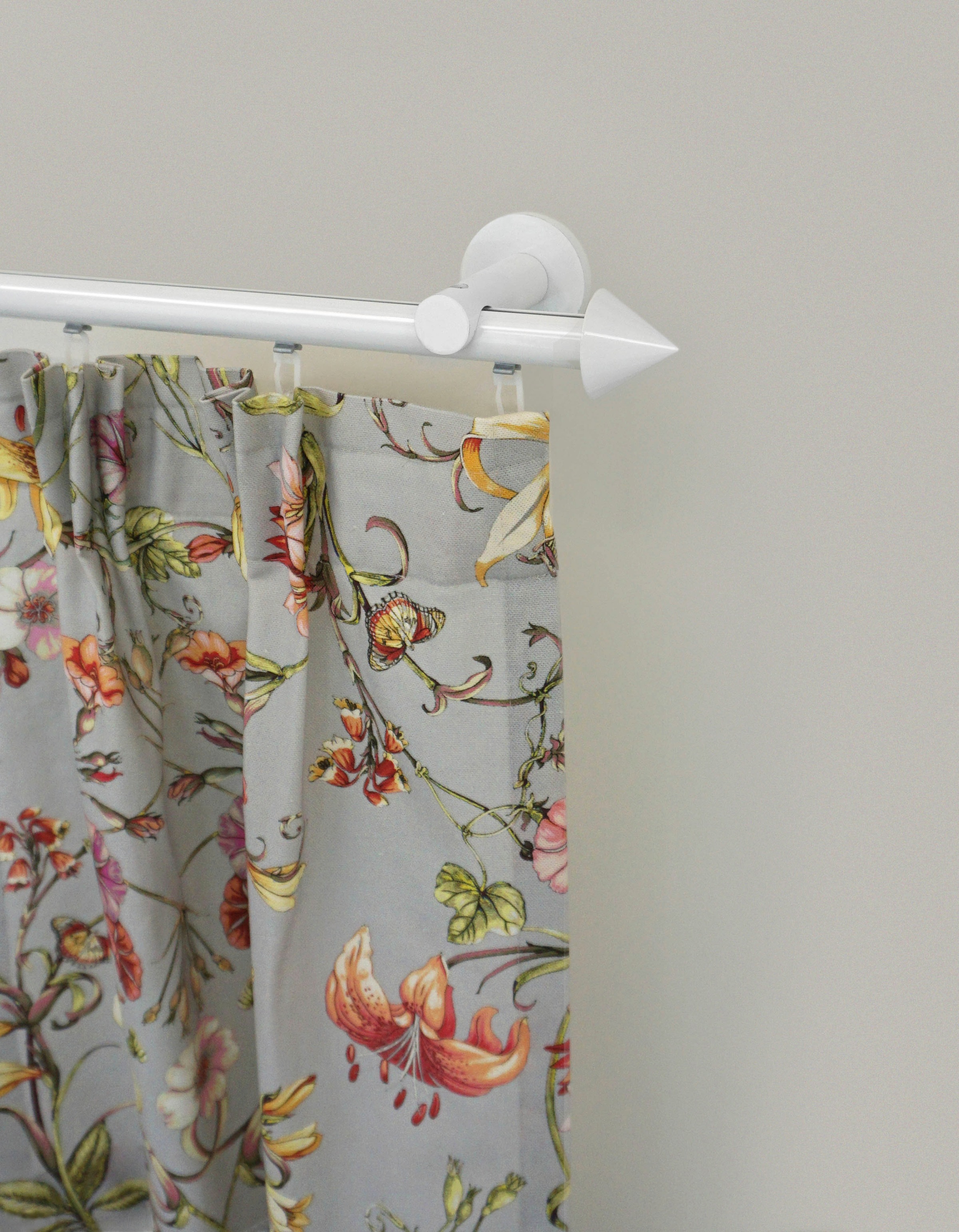 GARESA Gardinenstange "WHITE" Ø 20 mm 1 läufig-läufig Wunschmasslänge Vorhanggarnitur, Innenlauf, verlängerbar, Wandmontage, Endknopf Spitze