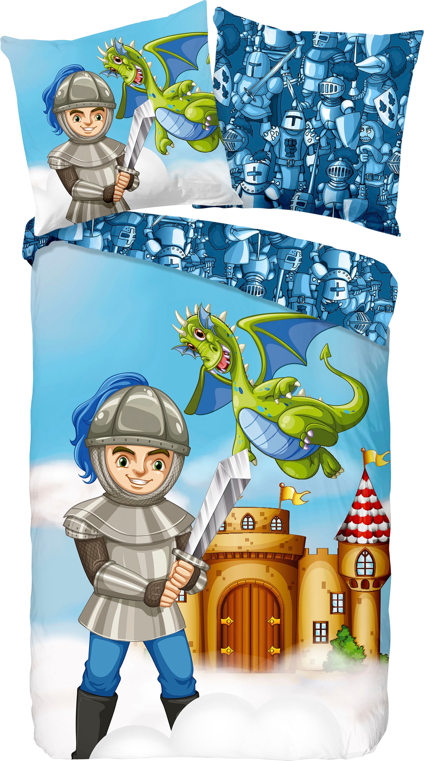 good morning Kinderbettwäsche »Knight«, Baumwolle, 135x200, Reissverschluss, Wendeoptik, Kind, Junge, Ritter