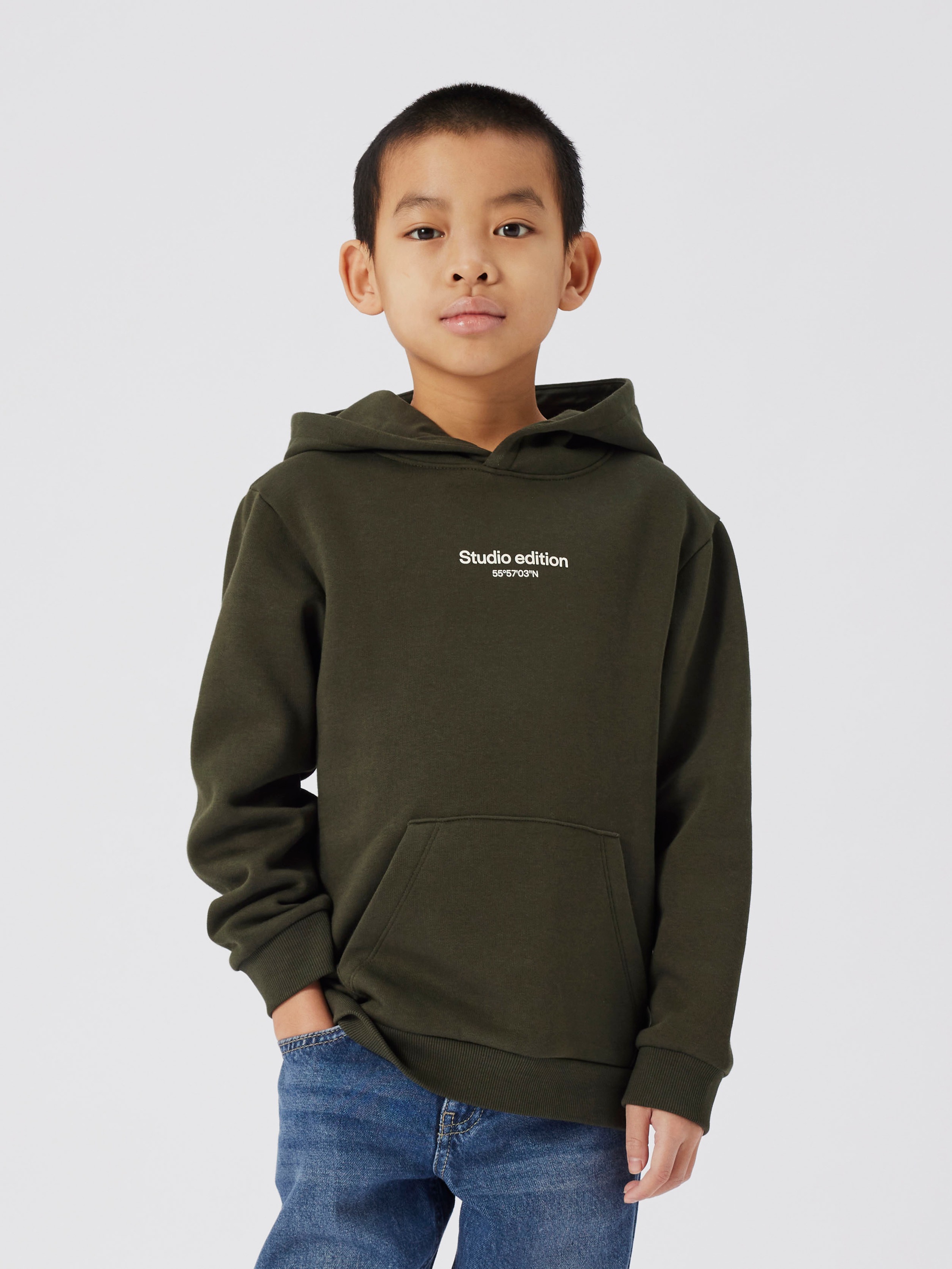 Name It Kapuzensweatshirt »NKMBRODY LS NREG SWEAT WH BRU NOOS«, mit kleinem Logoprint