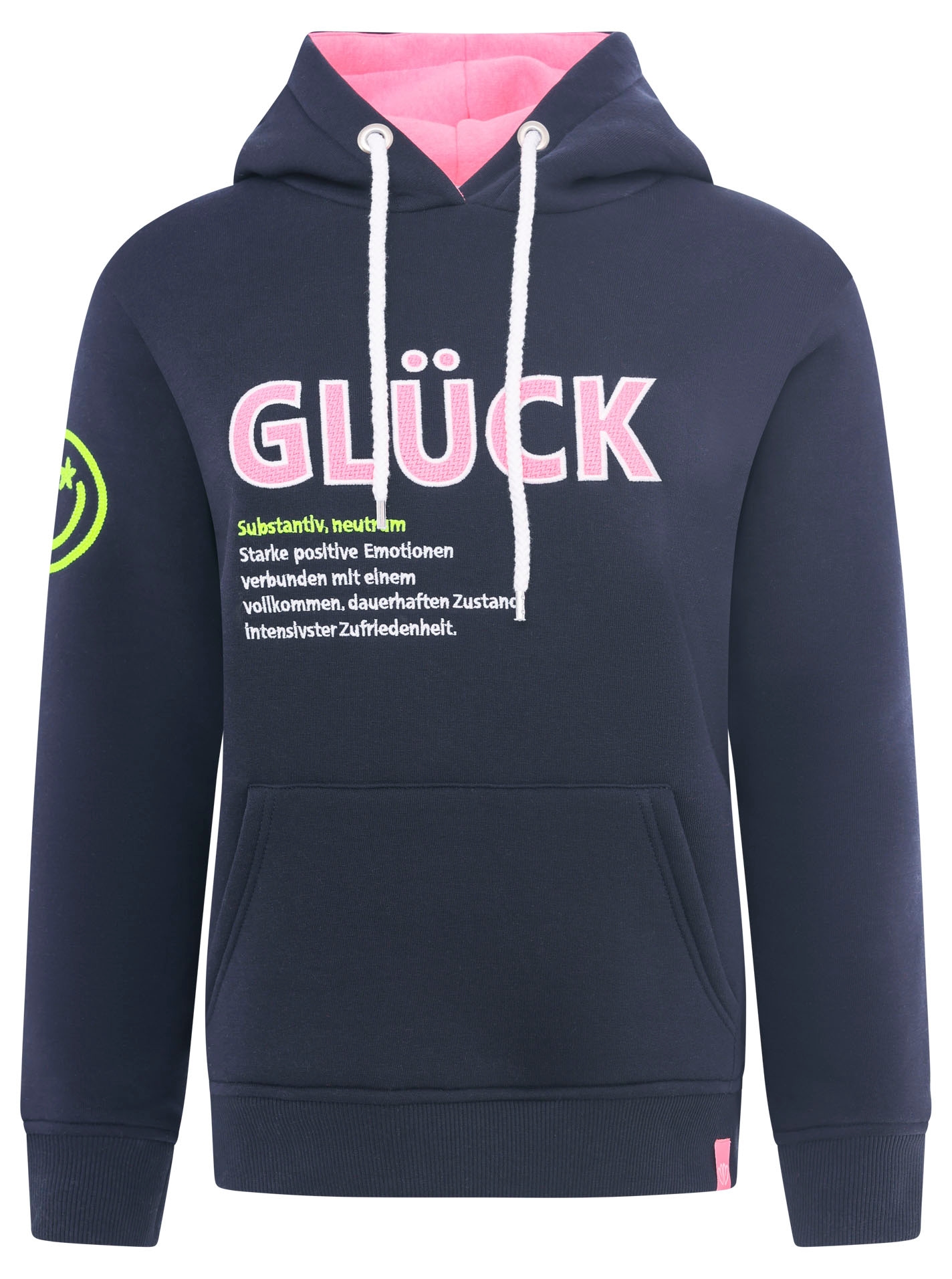 Zwillingsherz Hoodie »"Glück"«, mit Schriftzug Glück und Kängurutaschen