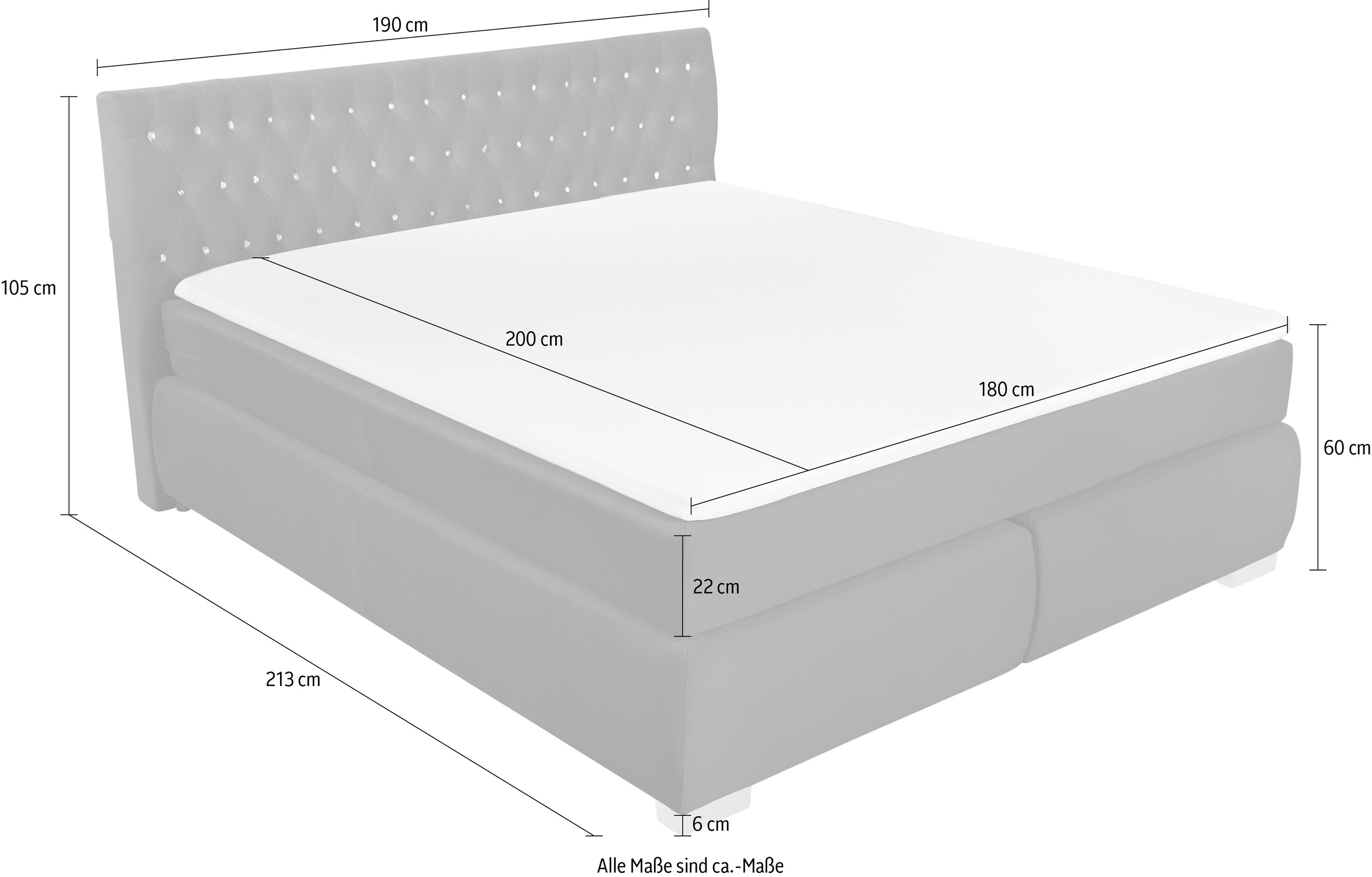 Leonique Boxspringbett »Rumba«, Taschenfederkern-Matratze in Härtegrad 3, in 4 Breiten, incl. Topper