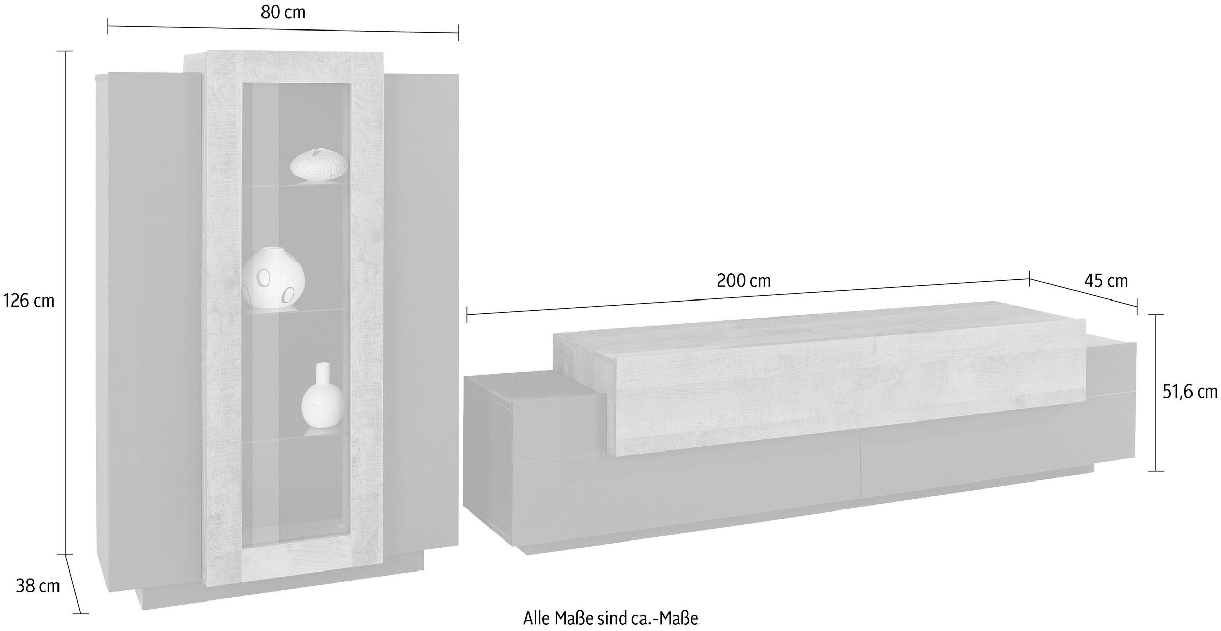 INOSIGN Wohnwand »Coro«, (Set, 2 St.), Hochglanzfronten