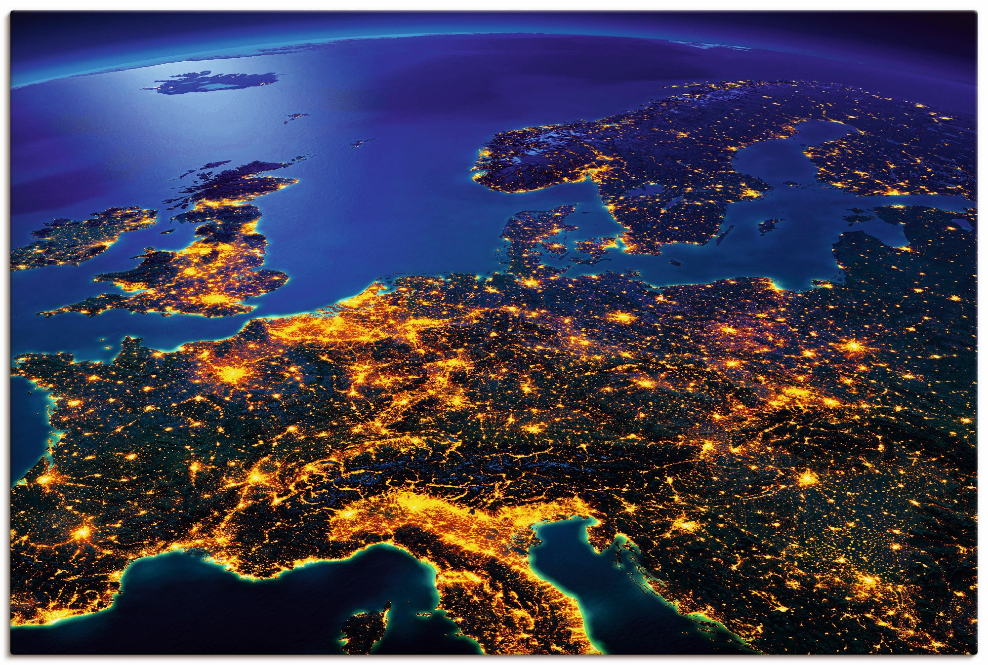 Artland Wandbild »Zentral Europa vom online (1 Kosmos, Weltall | Jelmoli-Versand Weltraum«, bestellen & St.)