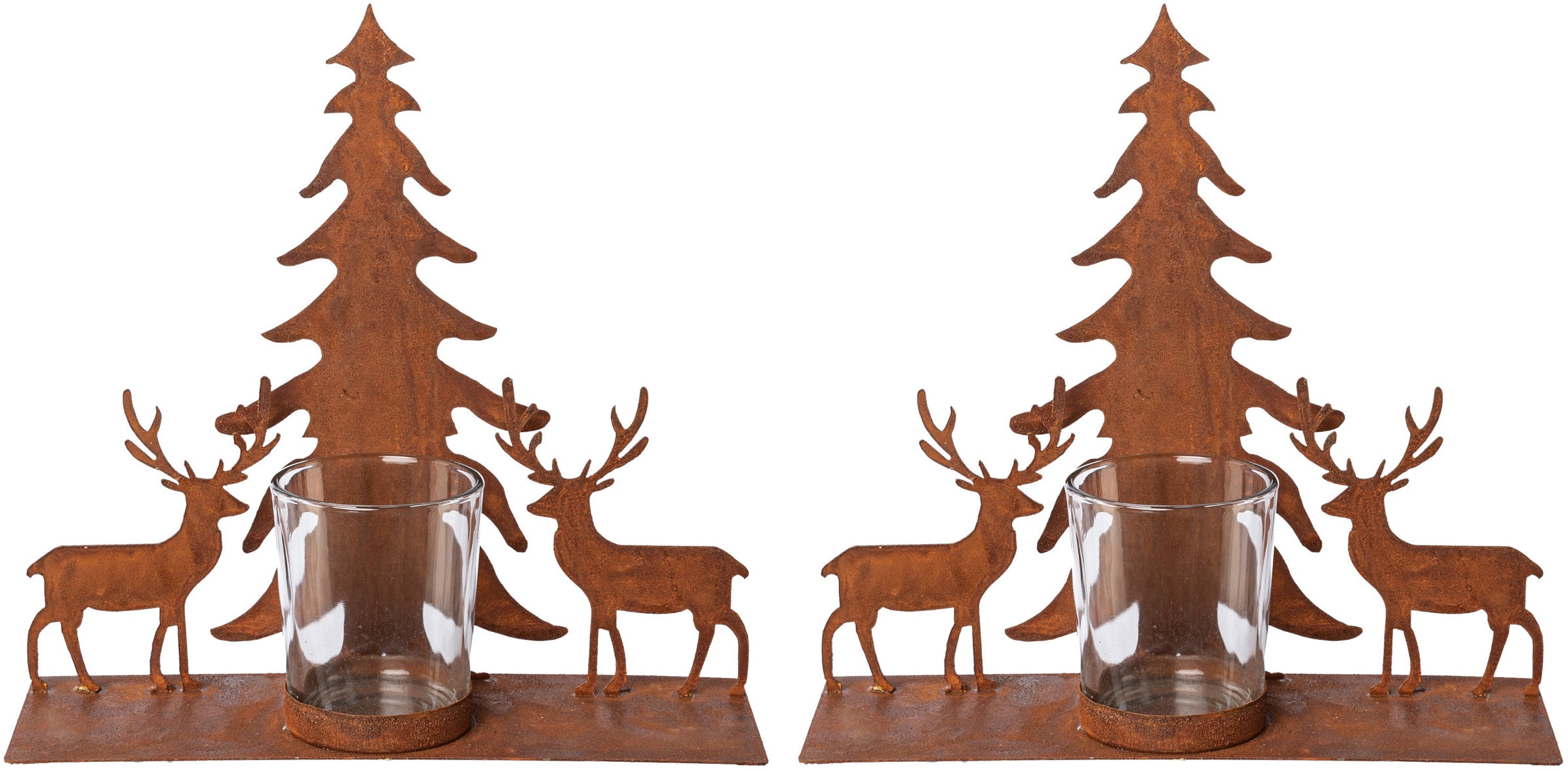 Creativ deco Teelichthalter "Weihnachtsdeko" Oberfläche in Rost-Optik