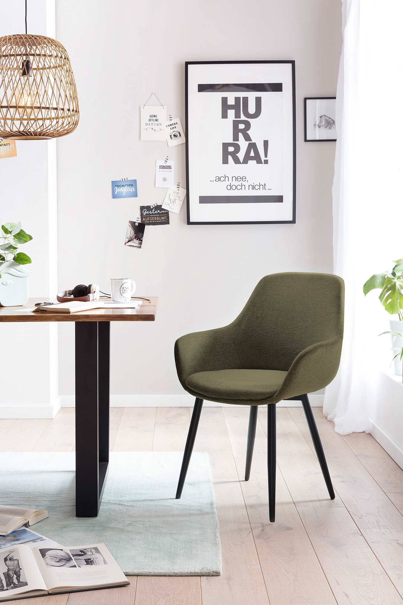 SalesFever Essgruppe »für stilvolles Speisen«, (Set, 5 tlg.), 5-teiliges Set mit authentischer Baumkanten-Tischplatte