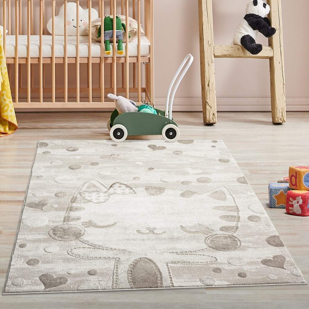 Carpet City Kinderteppich »MARA720«, rechteckig, Kinderzimmer Teppich Tiere Beige Spielzimmer