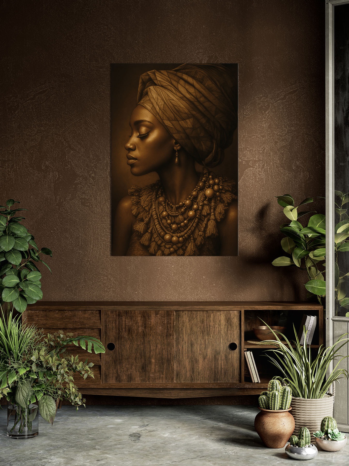 Bönninghoff Leinwandbild "Wandbild AFRIKANISCHE FRAU 78x118 cm – Leinwandbild Keilrahmen Deko" Afrika  Frau  Portrait 1 Stk. tlg. auf Keilrahmen gespannt
