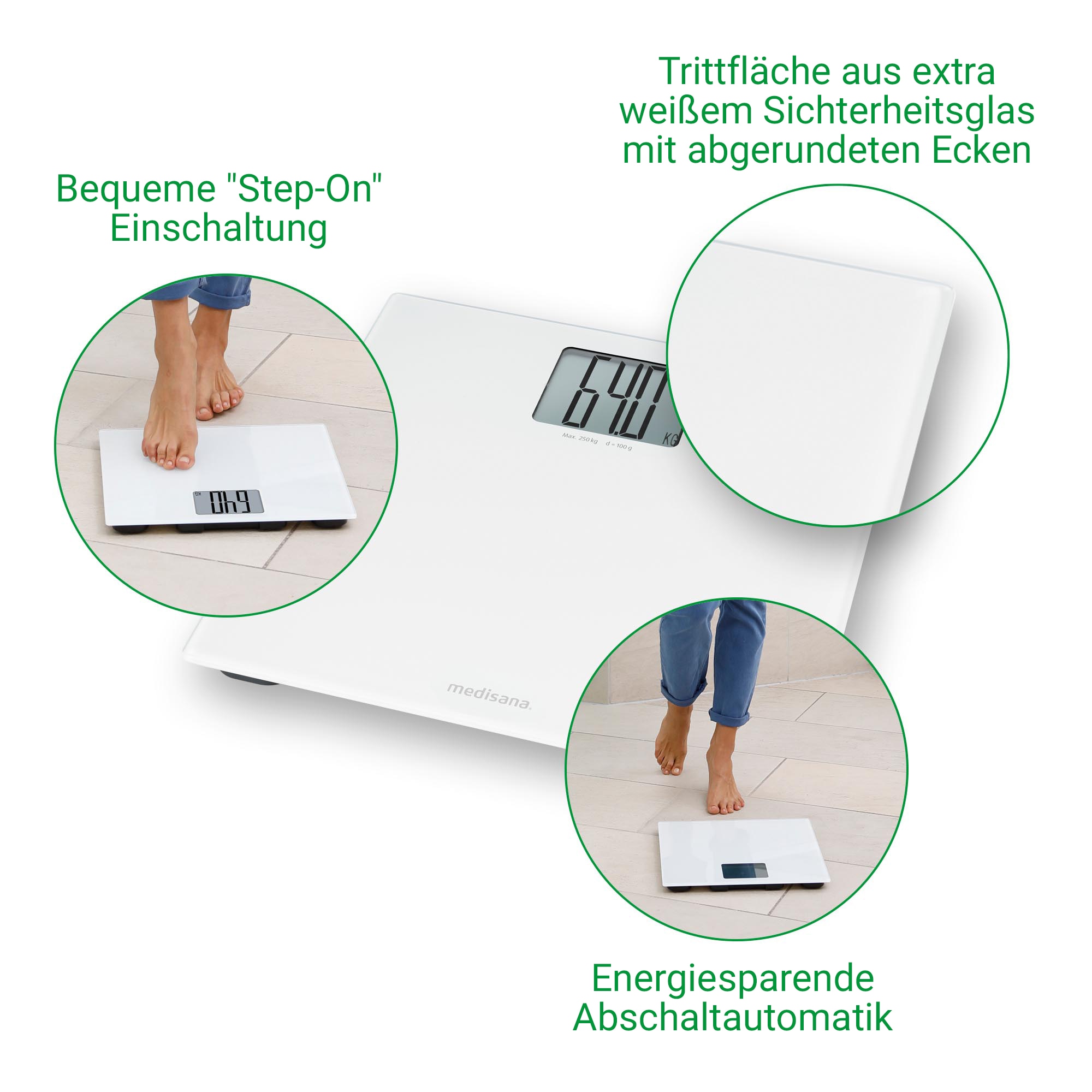 Medisana Personenwaage »PS 470 XL«, Extra grosses LCD-Display mit grossen Ziffern, Tragkraft 250 kg