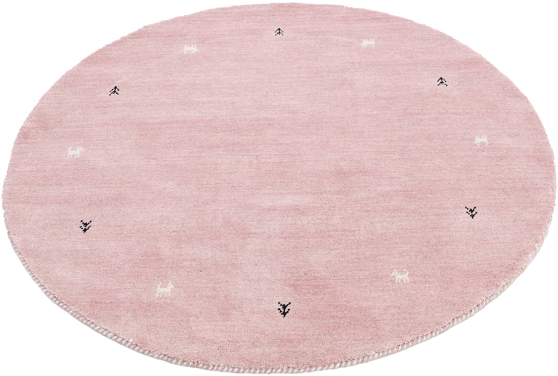 carpetfine Wollteppich »Gabbeh Uni«, rund, 15 mm Höhe, reine Wolle handgewebt, Gabbeh Tiermotiv warmes Raumklima viele Grössen