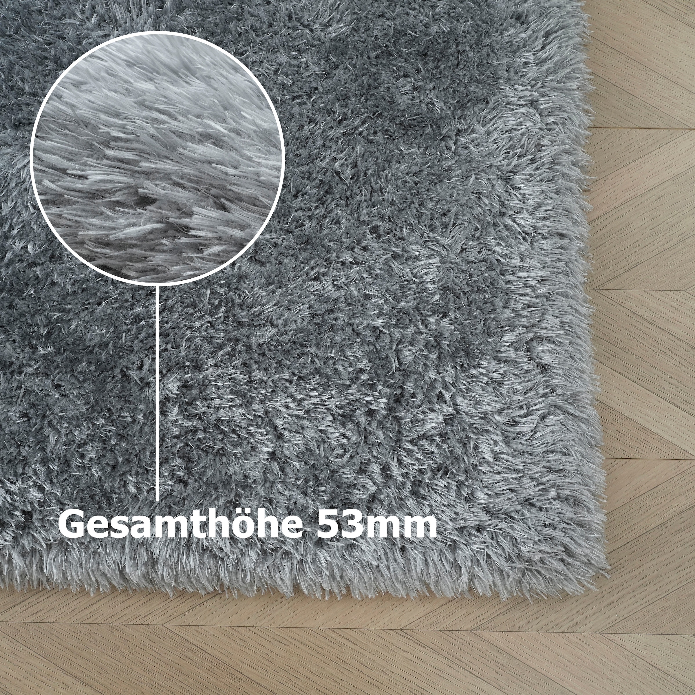 my home Hochflor-Teppich »Micro Shaggy, aus weicher Mikrofaser«, rechteckig, 53 mm Höhe, weich, flauschig, Uni-Farben, Wohnzimmer, Schlafzimmer, Kinderzimmer