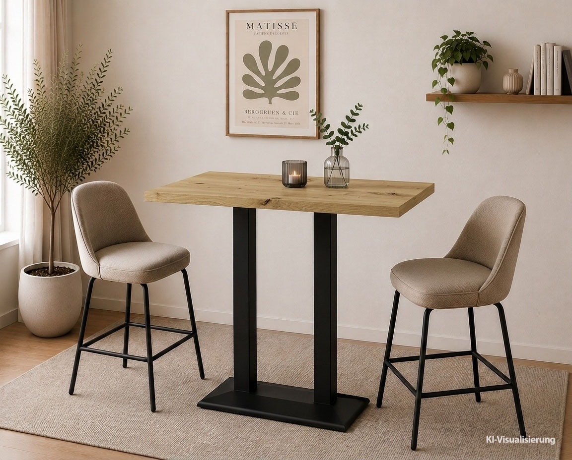 Mäusbacher Bistrotisch "Big Bistro Metall" Doppelsäulengestell, eckige Platte BHT 120x105x70 cm
