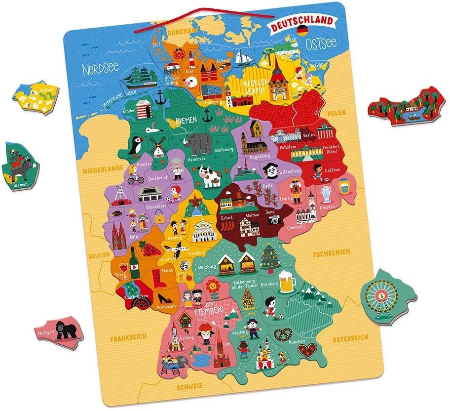 Janod Konturenpuzzle »Magnetische Landkarte Deutschland«