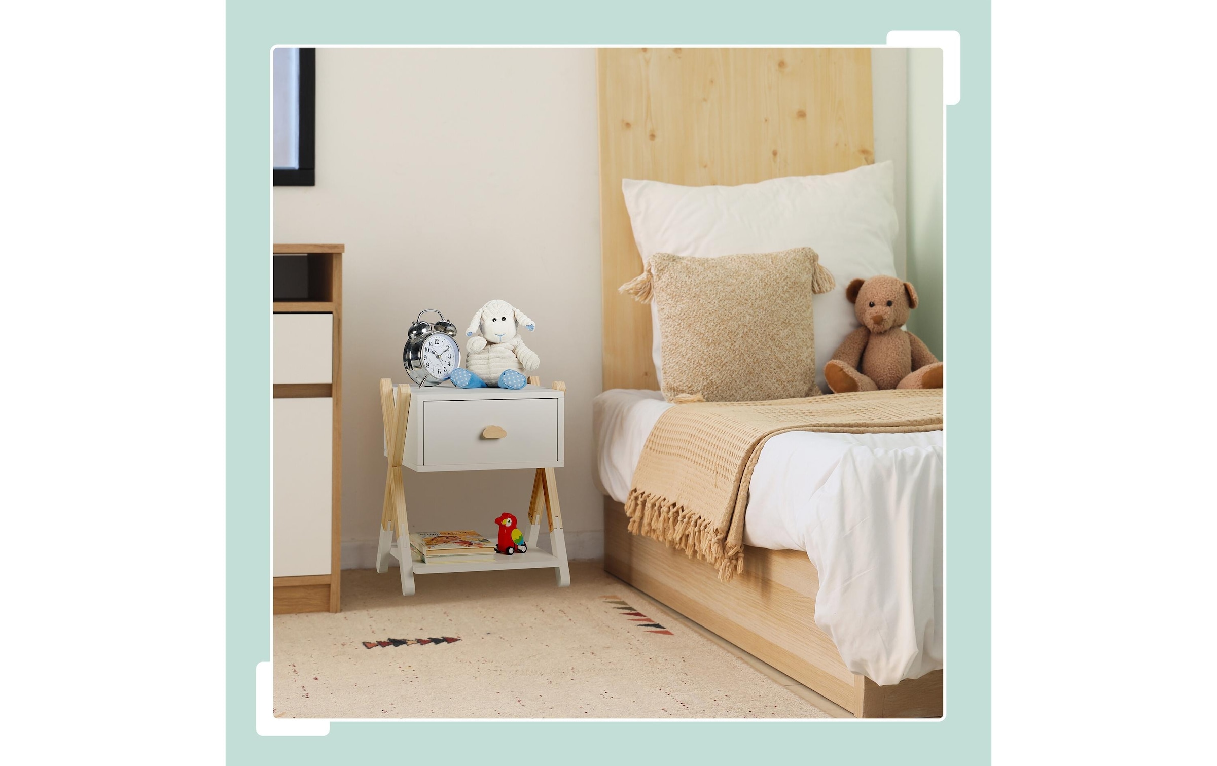 relaxdays Nachttisch »für Kinder mit Schublade 34 x 42 cm«
