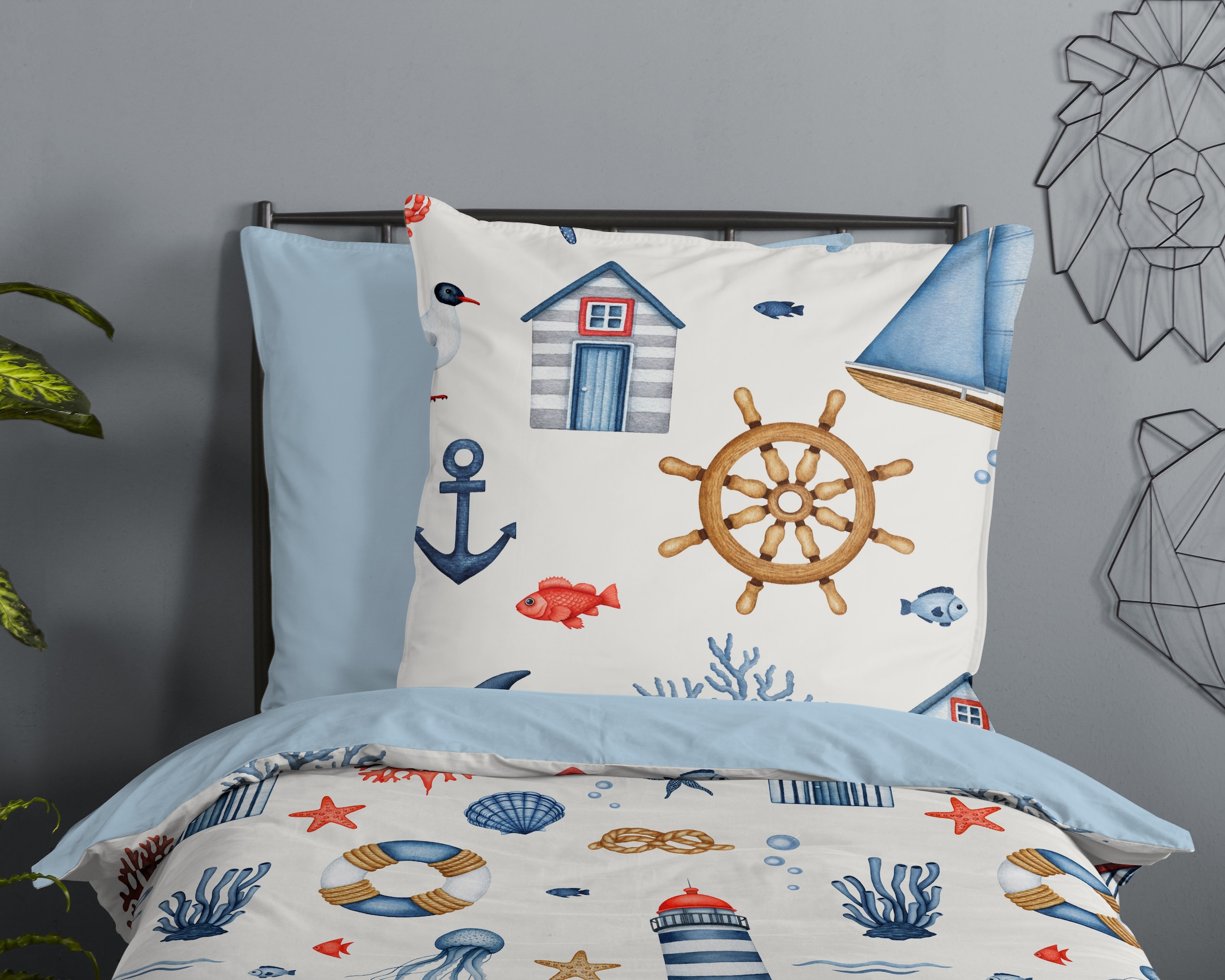 good morning Kinderbettwäsche »Ahoy«, 100% Baumwolle, Reissverschluss, Wendeoptik, Baby, Kind, Maritim
