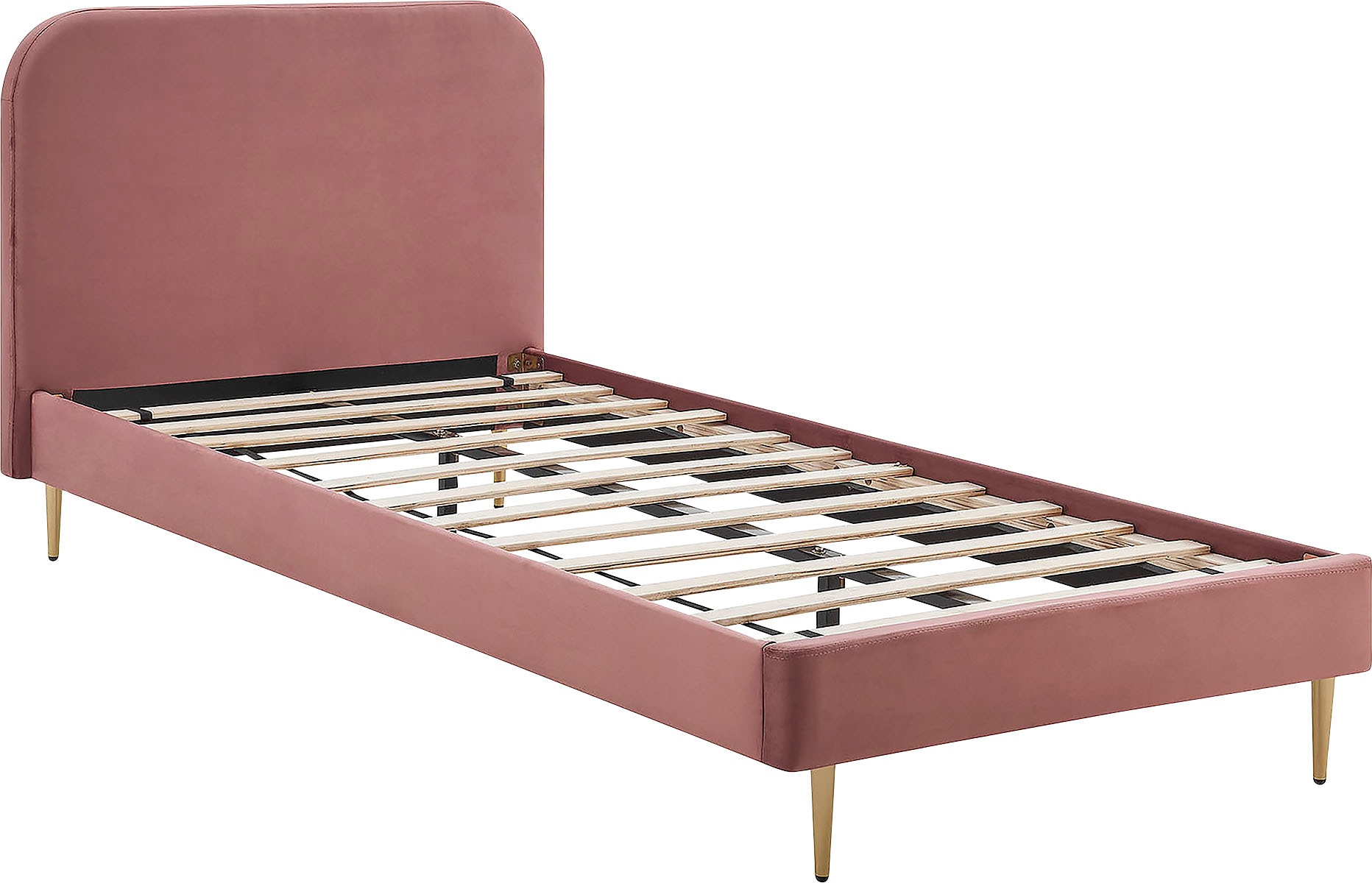 SalesFever Polsterbett »Komfortables Polsterbett für erholsamen Schlaf«, Chrombeine in elegantem Goldfarbenton