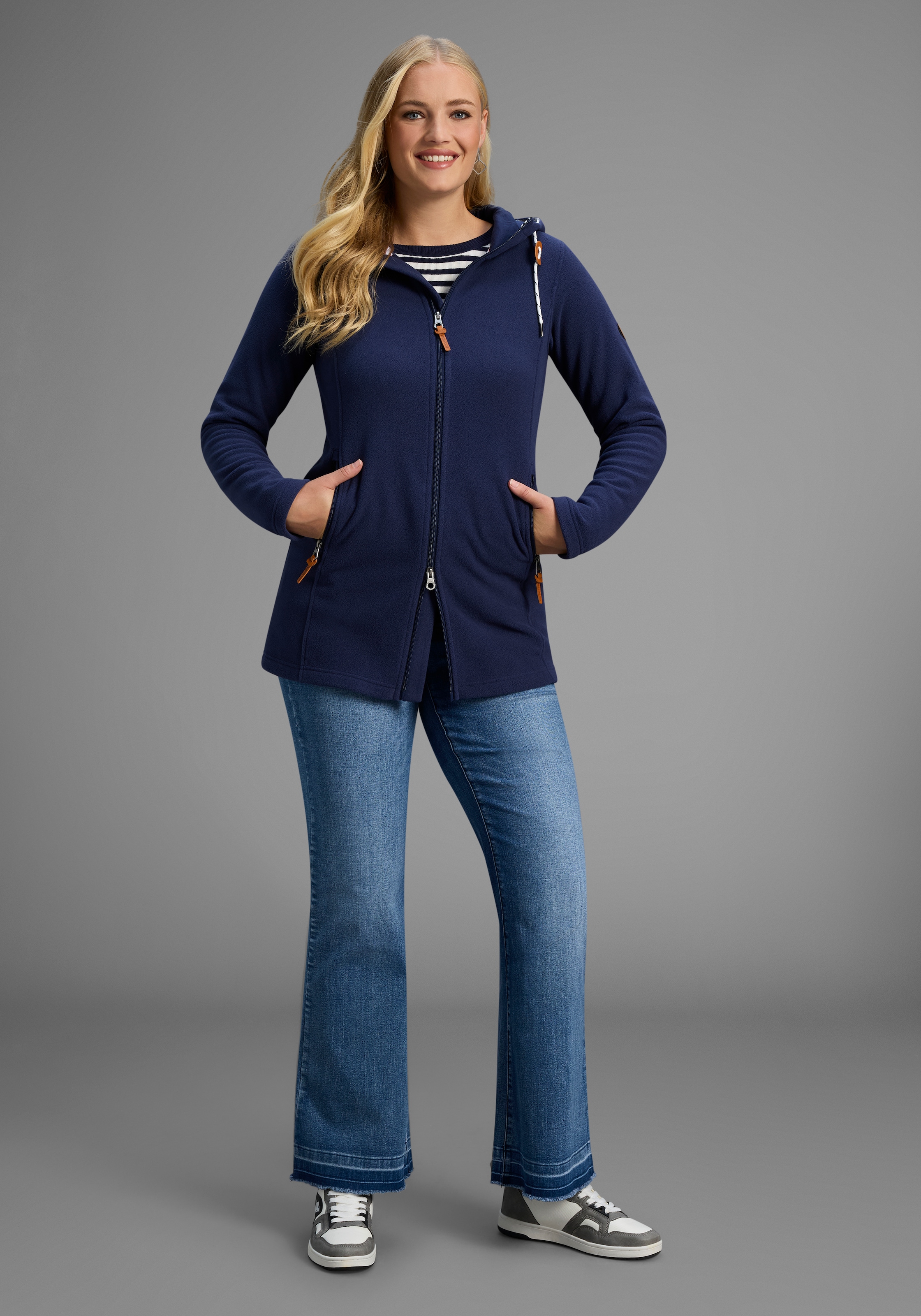 KangaROOS Fleecejacke, mit Kapuze, Grosse Grössen, Übergangsjacke