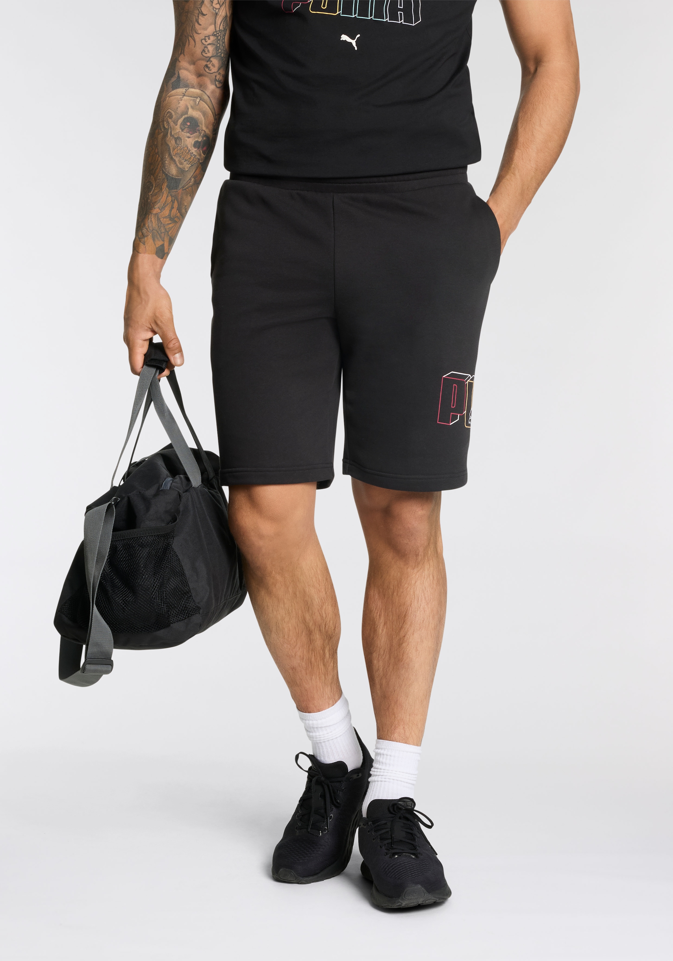 PUMA Trainingsshorts »ESS LOGO LAB EXECUTION SHORTS 10" TR« sportlicher Stil, mit Eingrifftaschen, aus Baumwolle und Polyester