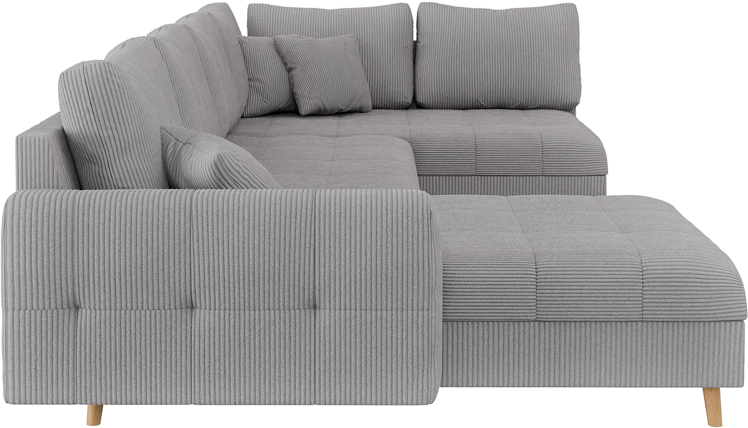 Home affaire Wohnlandschaft »CHARRE U-Form mit Ottomane, Masse B/T/H: 310/161/81 cm«, feine Steppung, lose Rücken- und Zierkissen, auch in Cord und Bouclé