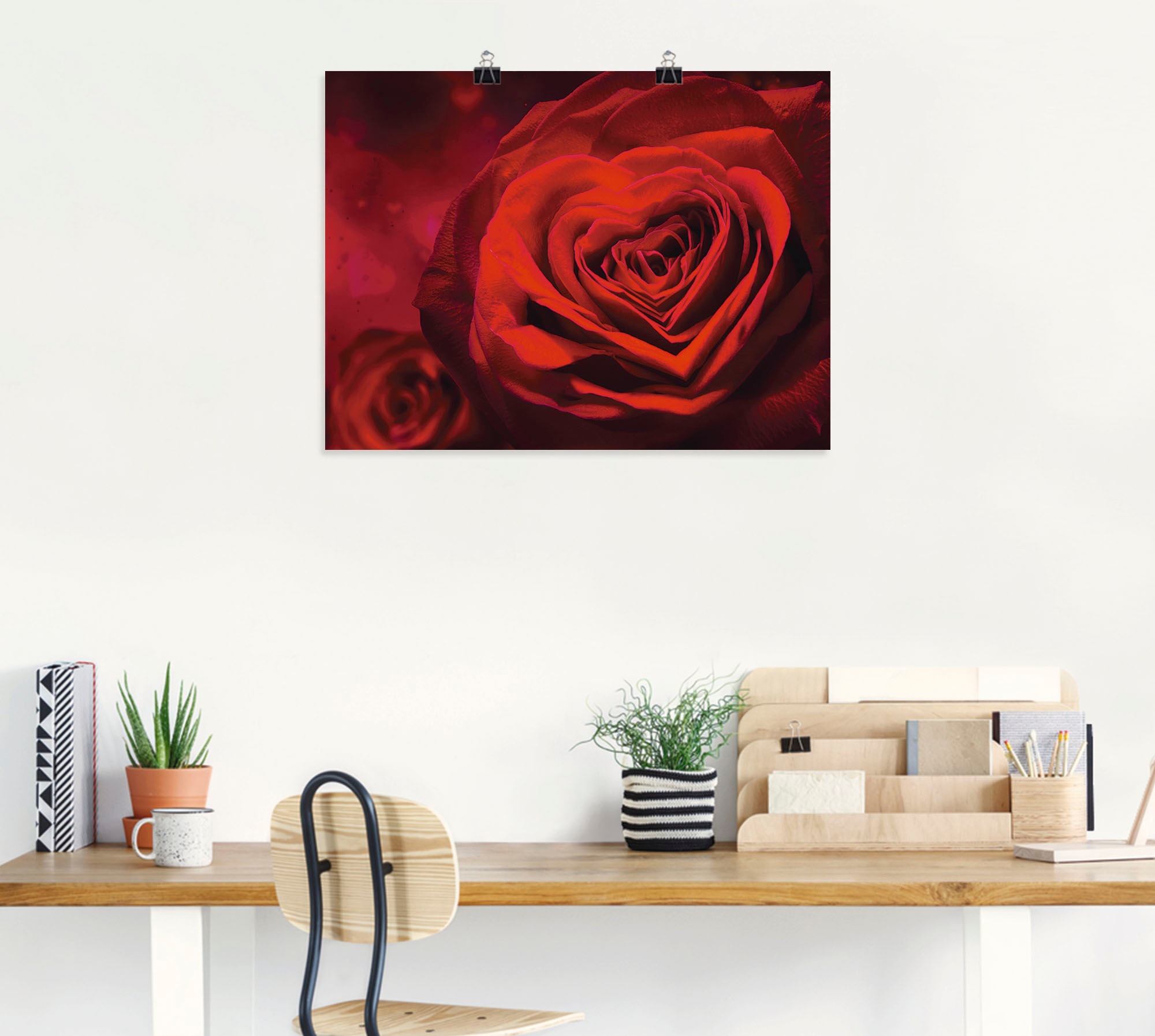 Artland Wandbild »Valentinseinladung mit Herzen und Rosen«, Blumen, (1 St.), als Leinwandbild, Poster, Wandaufkleber in verschied. Grössen
