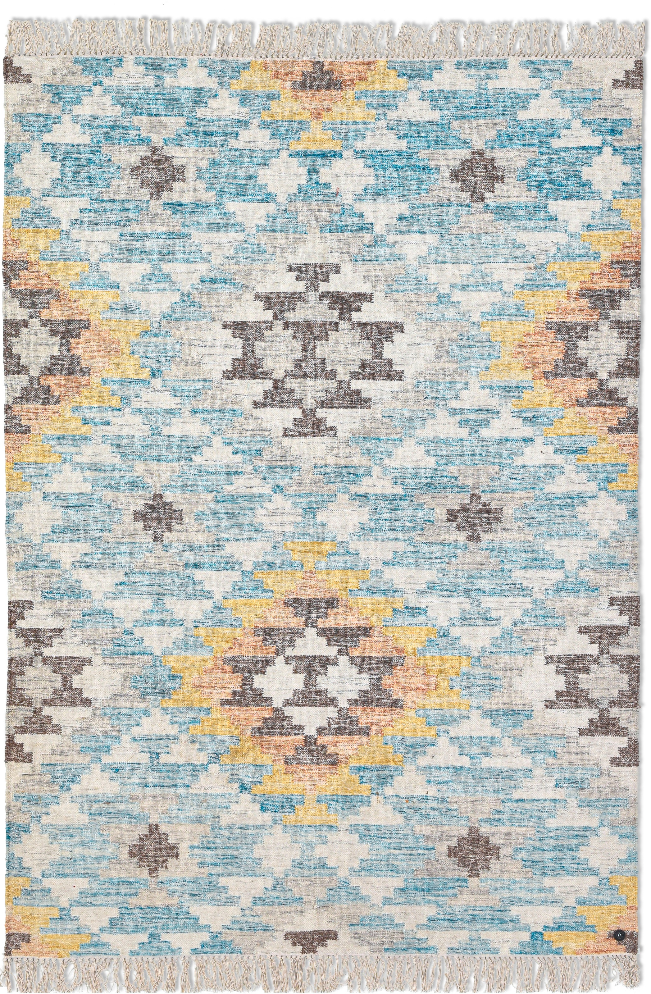 TOM TAILOR HOME Teppich »Check Kelim«, rechteckig, 5 mm Höhe, handgewebt, mit Fransen, Boho-Style