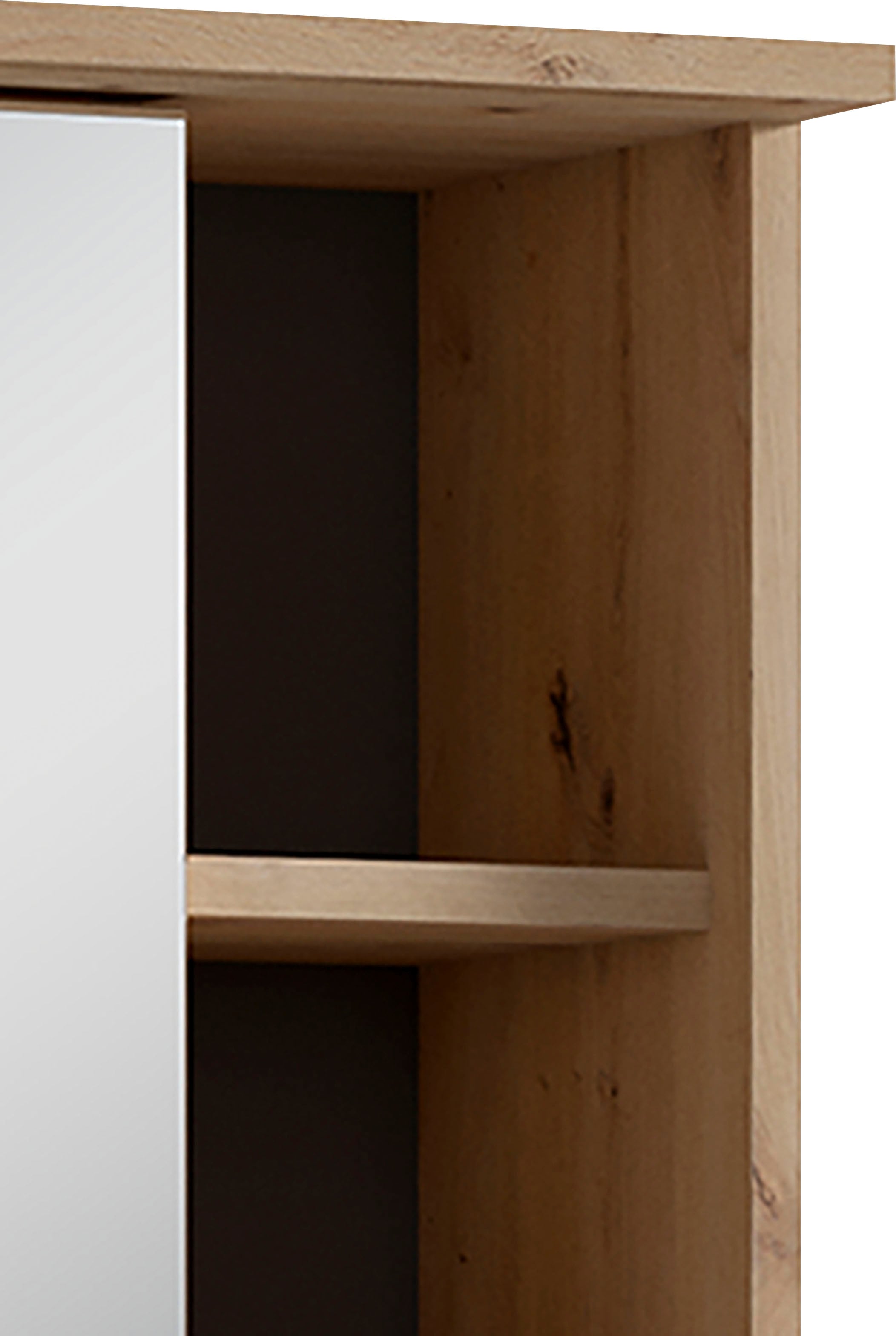 byLIVING Spiegelschrank »Wellness«, (1 St.), 60cm Badschrank mit LED-Leuchte, grossem Spiegel und viel Stauraum
