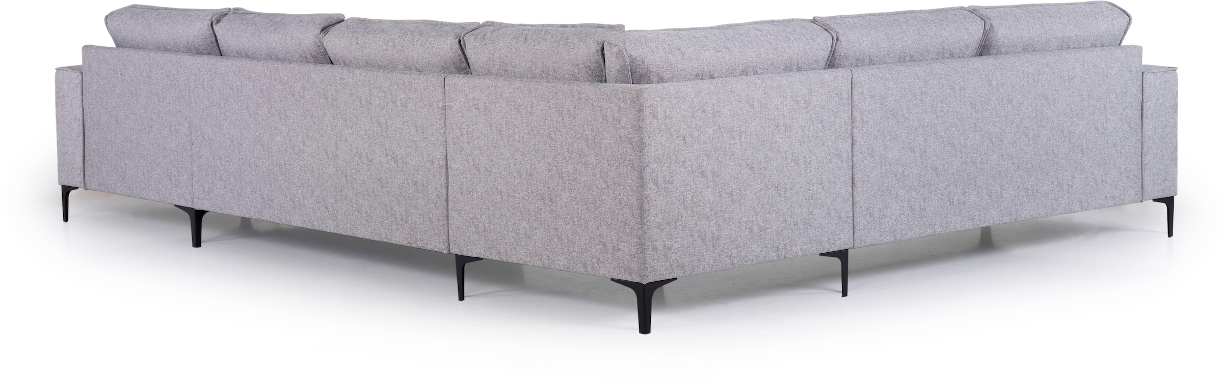 Places of Style Wohnlandschaft »XXL Sofa Oland, Struktur, Flachgewebe, Luxus-Microfaser, Boucle«, U-Form, 342 cm, Wellenunterfederung, Skandi-Design, Metallfüsse