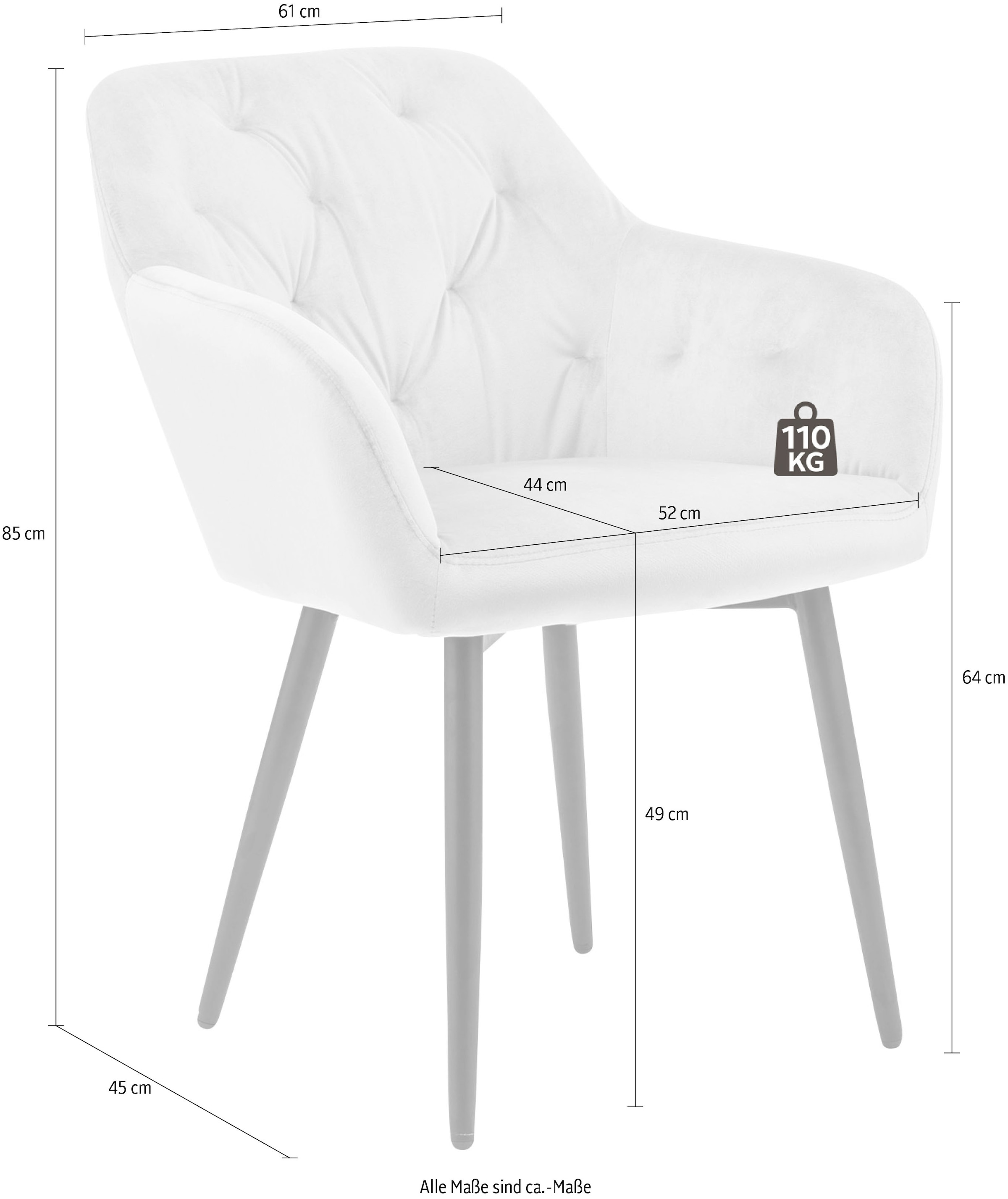 SalesFever Esszimmerstuhl »Coventry Komfortabler Polstertuhl im eleganten Stil«, Samtvelours, Stilvoll mit eleganter Knopfheftung