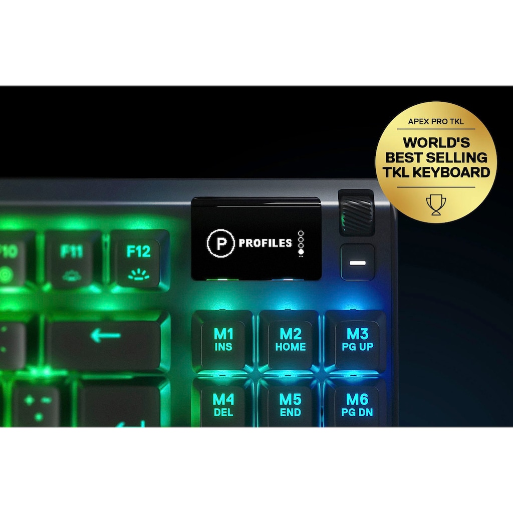 SteelSeries Gaming-Tastatur »Apex Pro TKL Wireless«, (Funktionstasten-Lautstärkeregler-USB-Anschluss-Profil-Speicher-verstellbare Füsse-Antirutsch-Füsse)