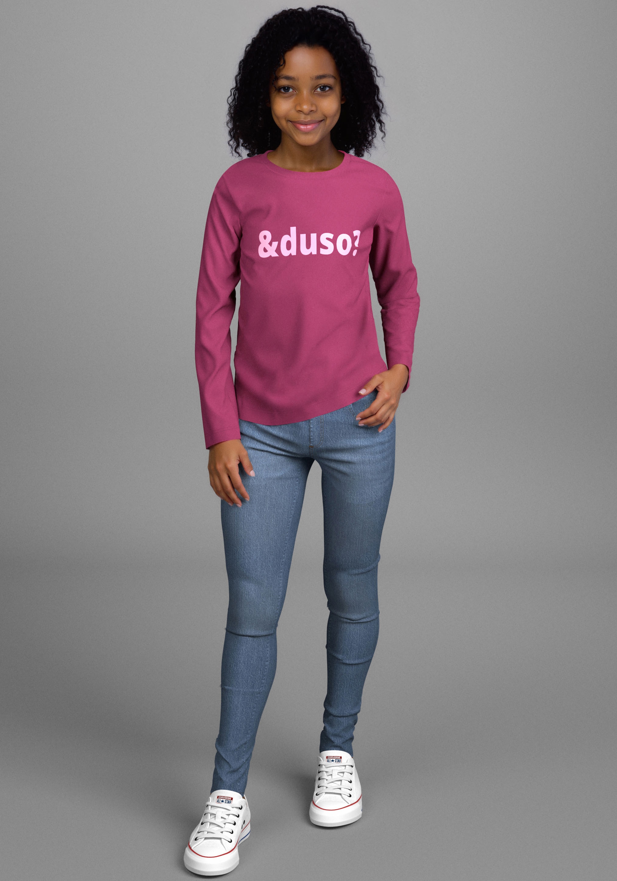 KIDSWORLD Langarmshirt »Spruch: &duso?«, Lässiger Sprüche-Print