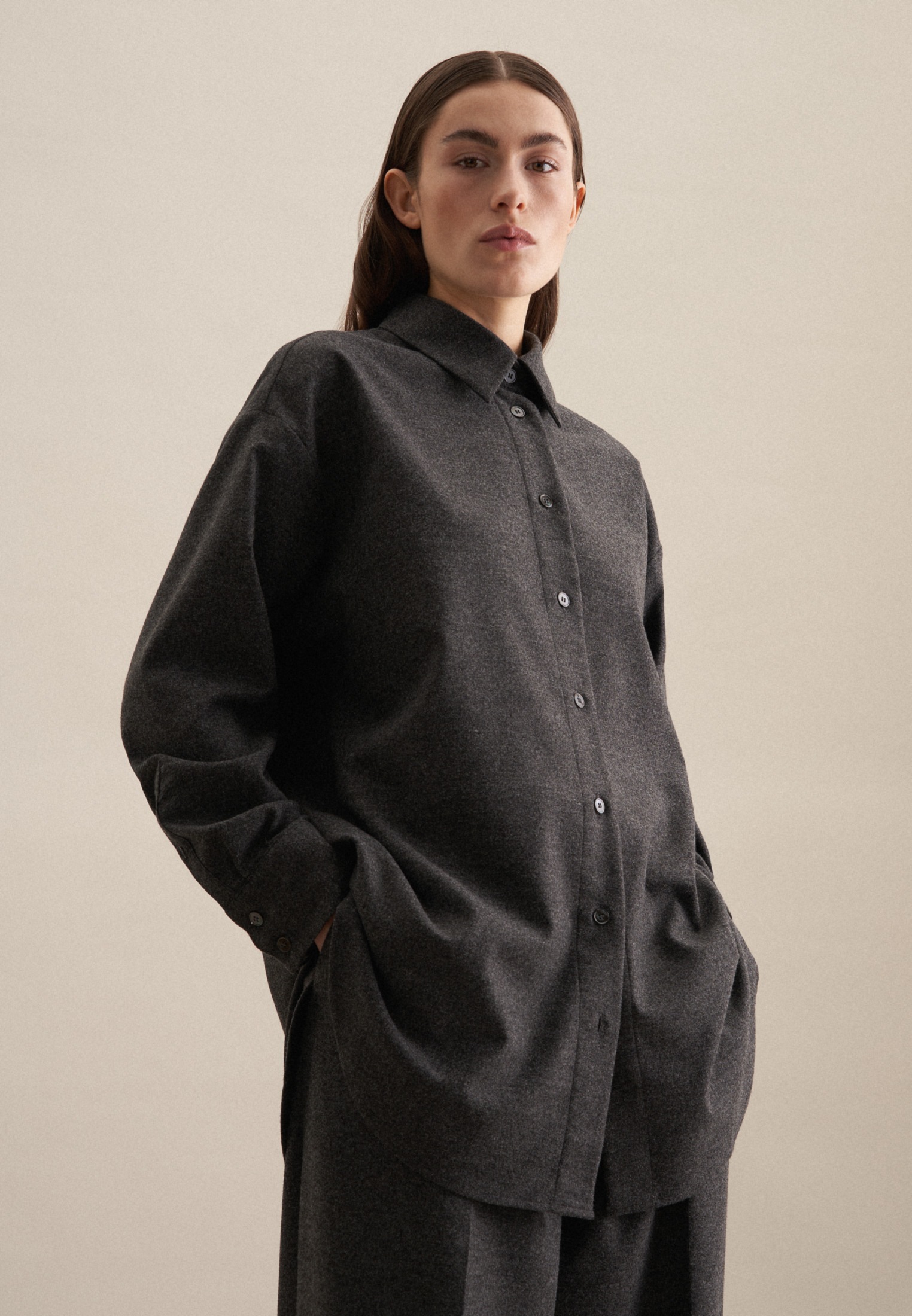 seidensticker Longbluse »Schwarze Rose« Langarm Kragen uni Melange