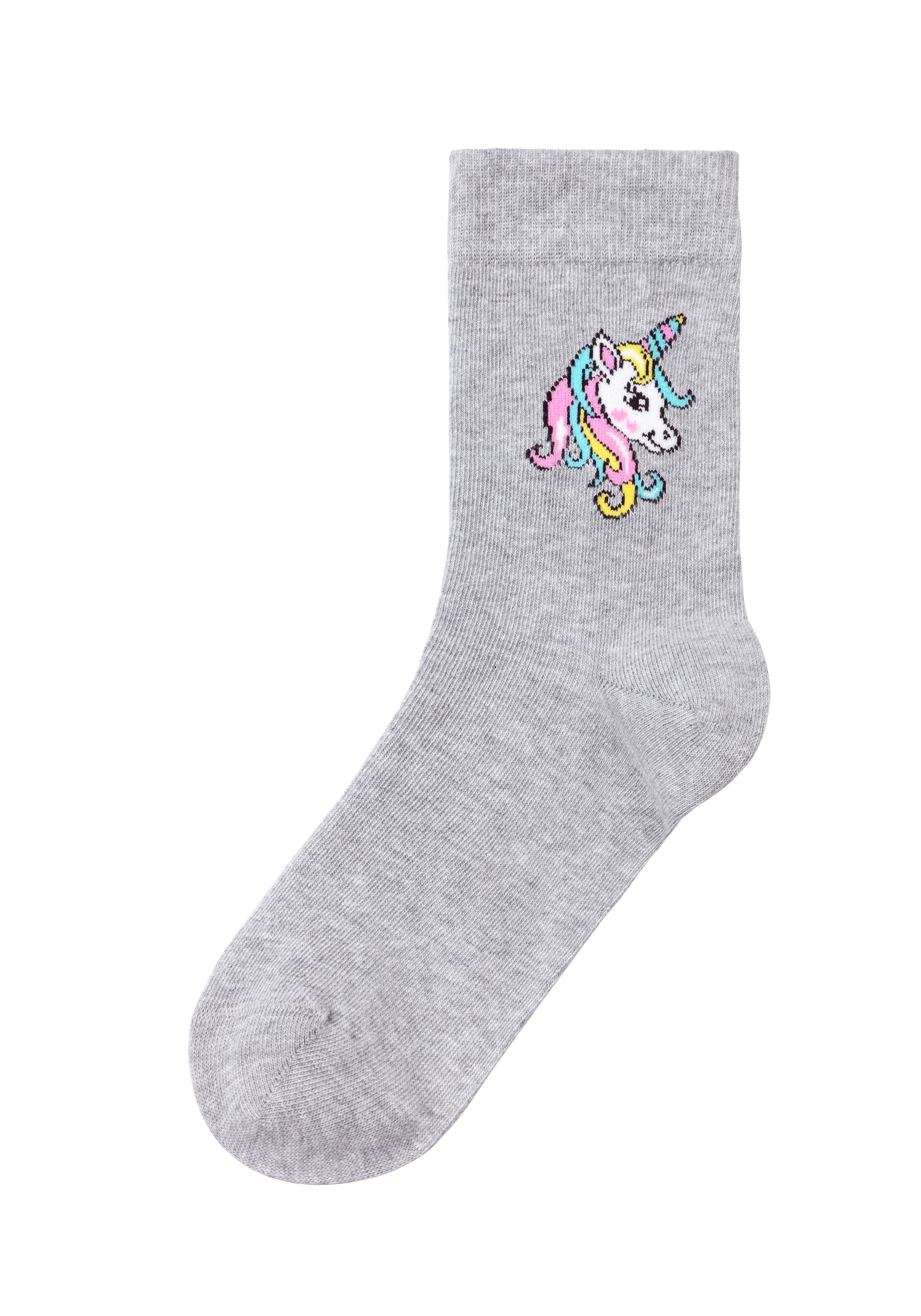 H.I.S Basicsocken, (4 Paar), mit Einhorn Motiven