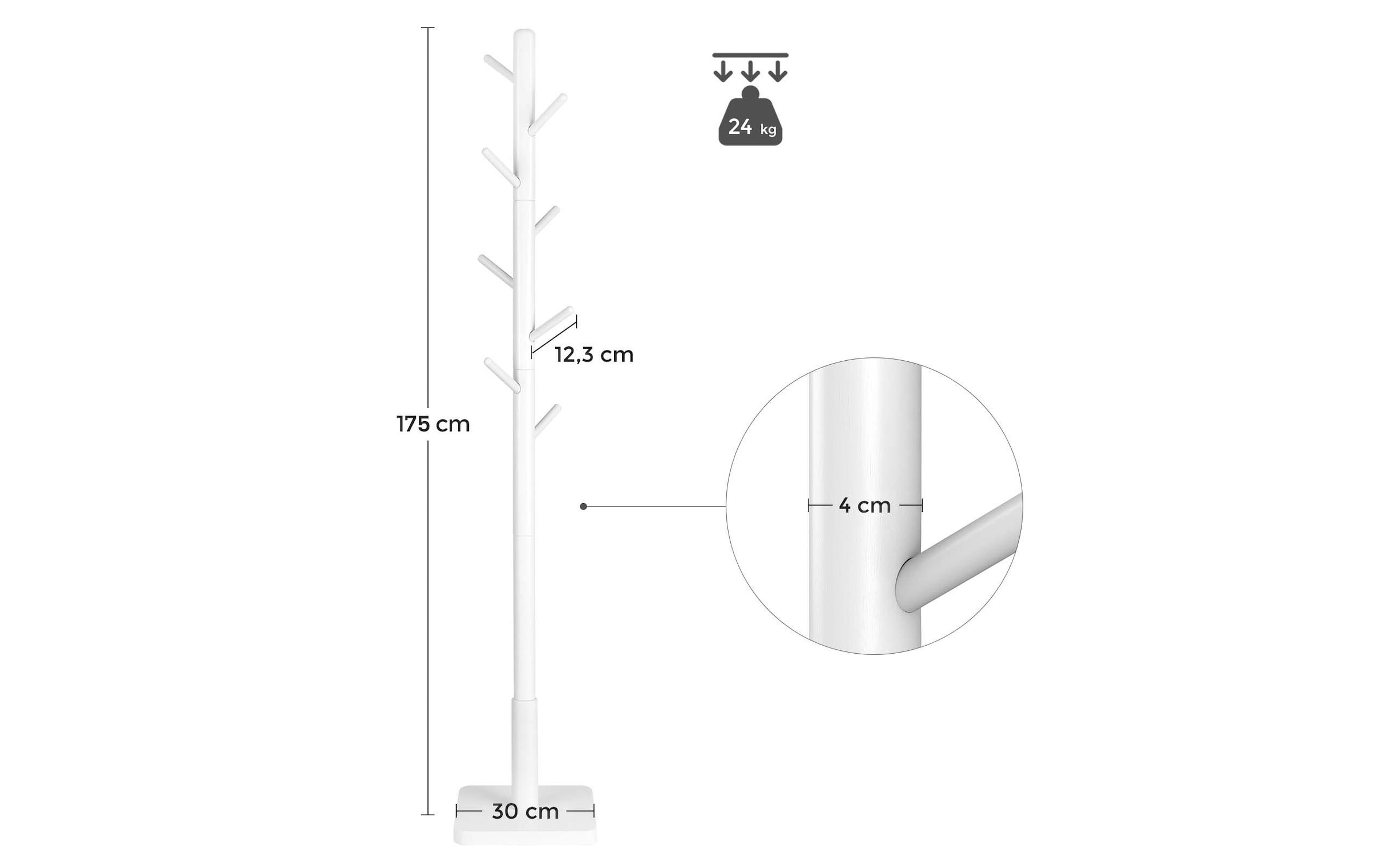 VASAGLE Garderobenständer »175 cm, Weiss«, Holzart: Kautschuk (China)