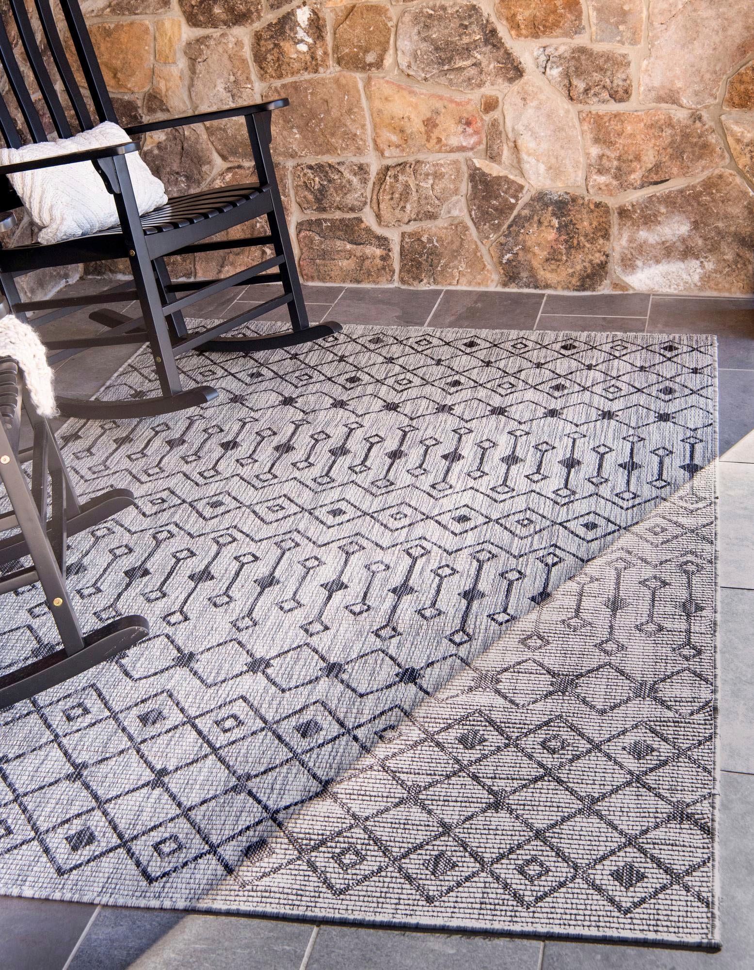 Myflair Möbel & Accessoires Teppich »Outdoor Crosses Lagerräumung«, rechteckig, 4 mm Höhe, Flachgewebe, Rauten Muster, In- und Outdoor geeignet