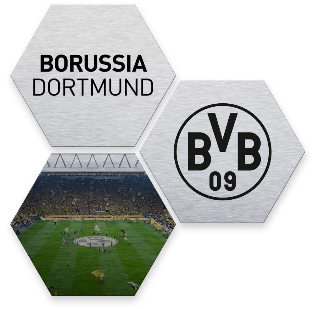 3 bestellen Jelmoli-Versand Borussia Wall-Art Mehrteilige online St.) BVB »Silberfarben (Set, Bilder | Dortmund«,
