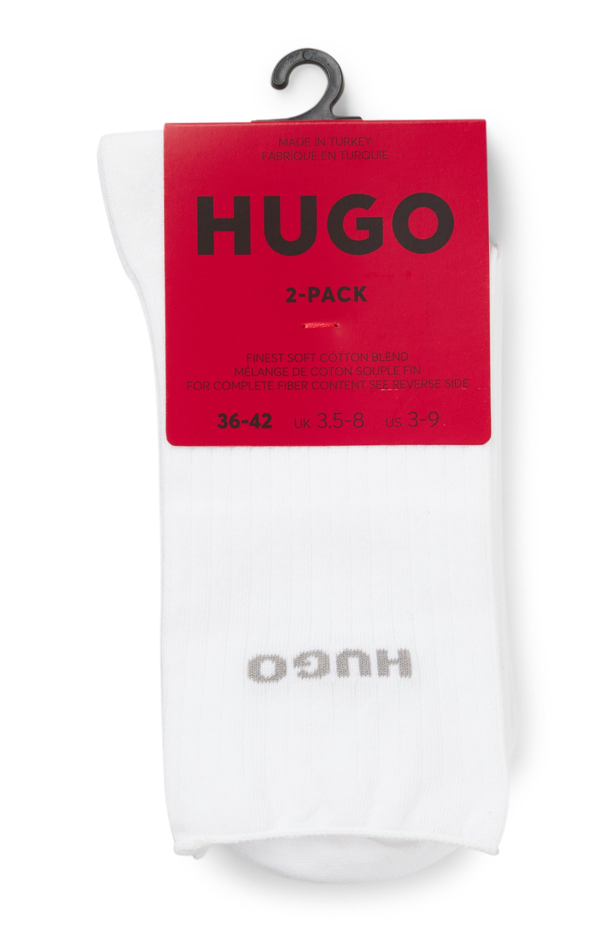 HUGO Underwear Freizeitsocken »2P QS FINE RIB CC«, mit grossem Logo