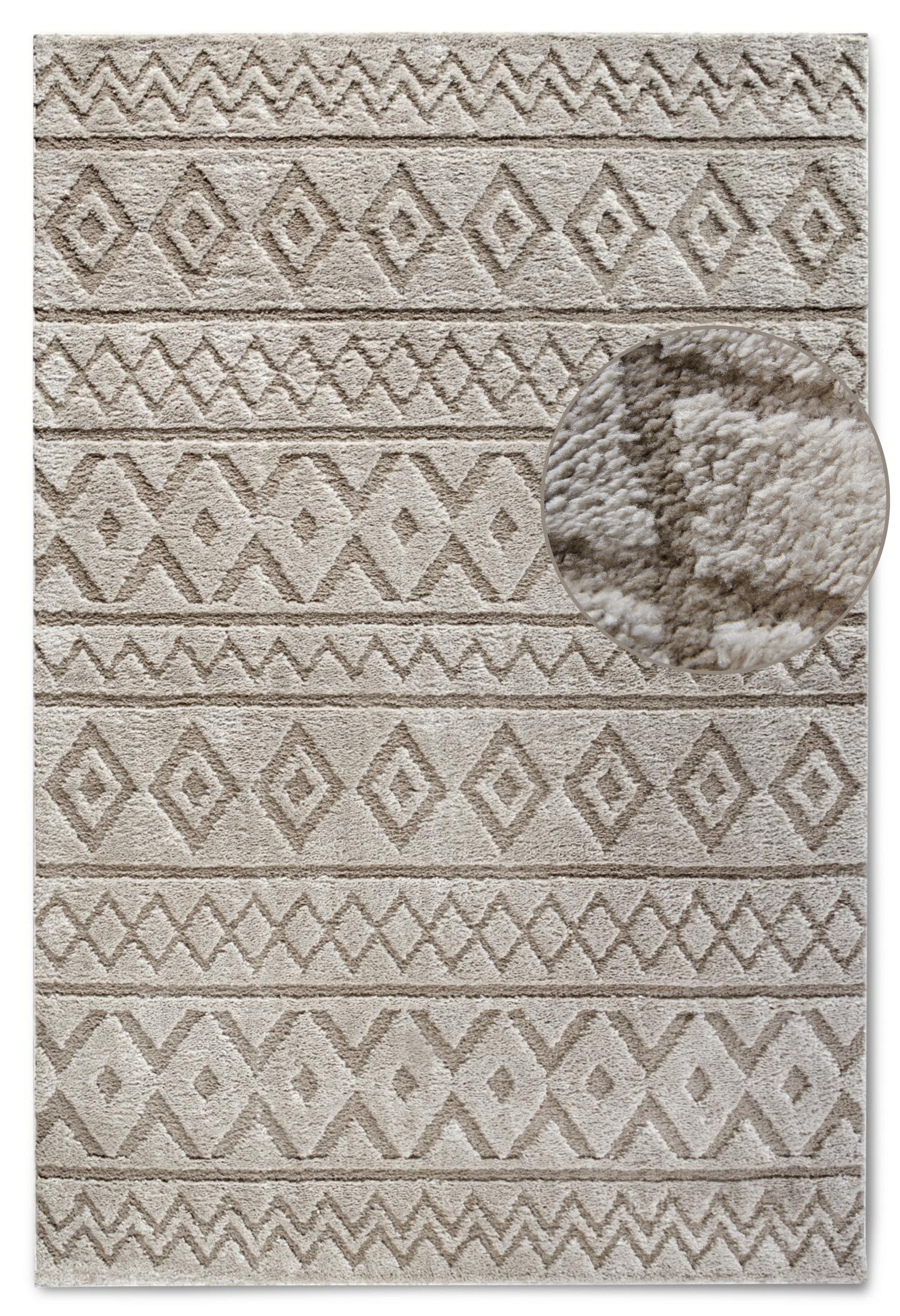 ELLE DECORATION Designteppich "Itinerance" rechteckig 18 mm Höhe Hochflor, Shaggy, Läufer, weich, Langflor, modern, Hoch Tief Effekt