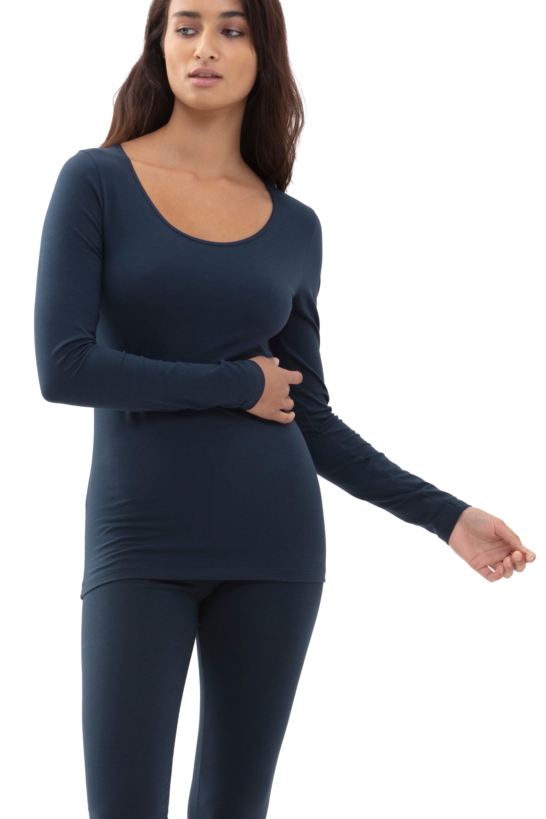 Mey Langarmshirt »Cotton Pure« Tiefer Rundhalsausschnitt