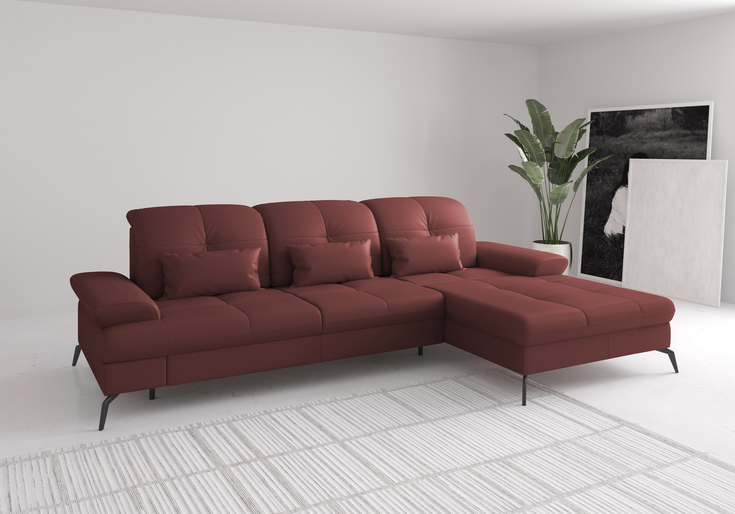 sit&more Ecksofa "Amica, L-Form, inkl. Sitztiefenverstellung & Armteilverstellung" wahlweise mit Bettfunktion, Bettkasten und Kopfteilverstellung