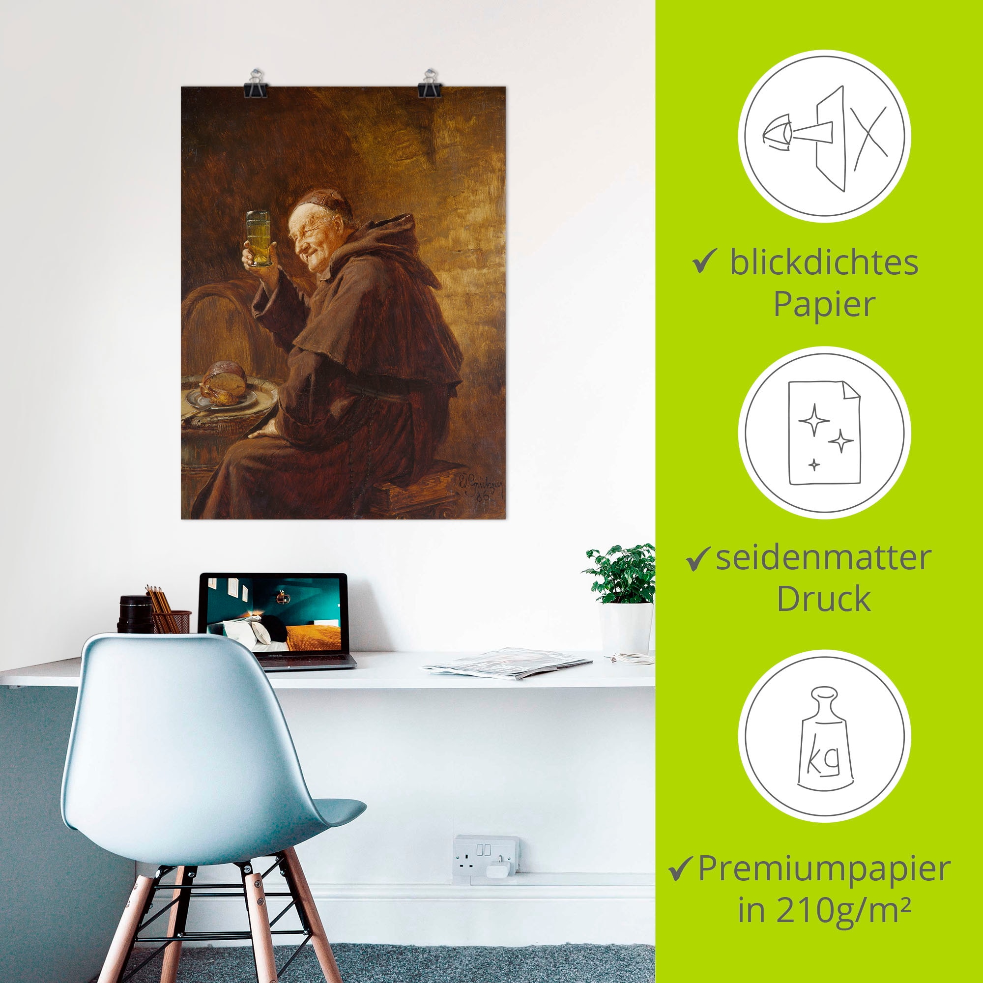 Artland Wandbild »Mönch bei der Weinprobe.«, Mann, (1 St.), als Leinwandbild, Poster in verschied. Grössen