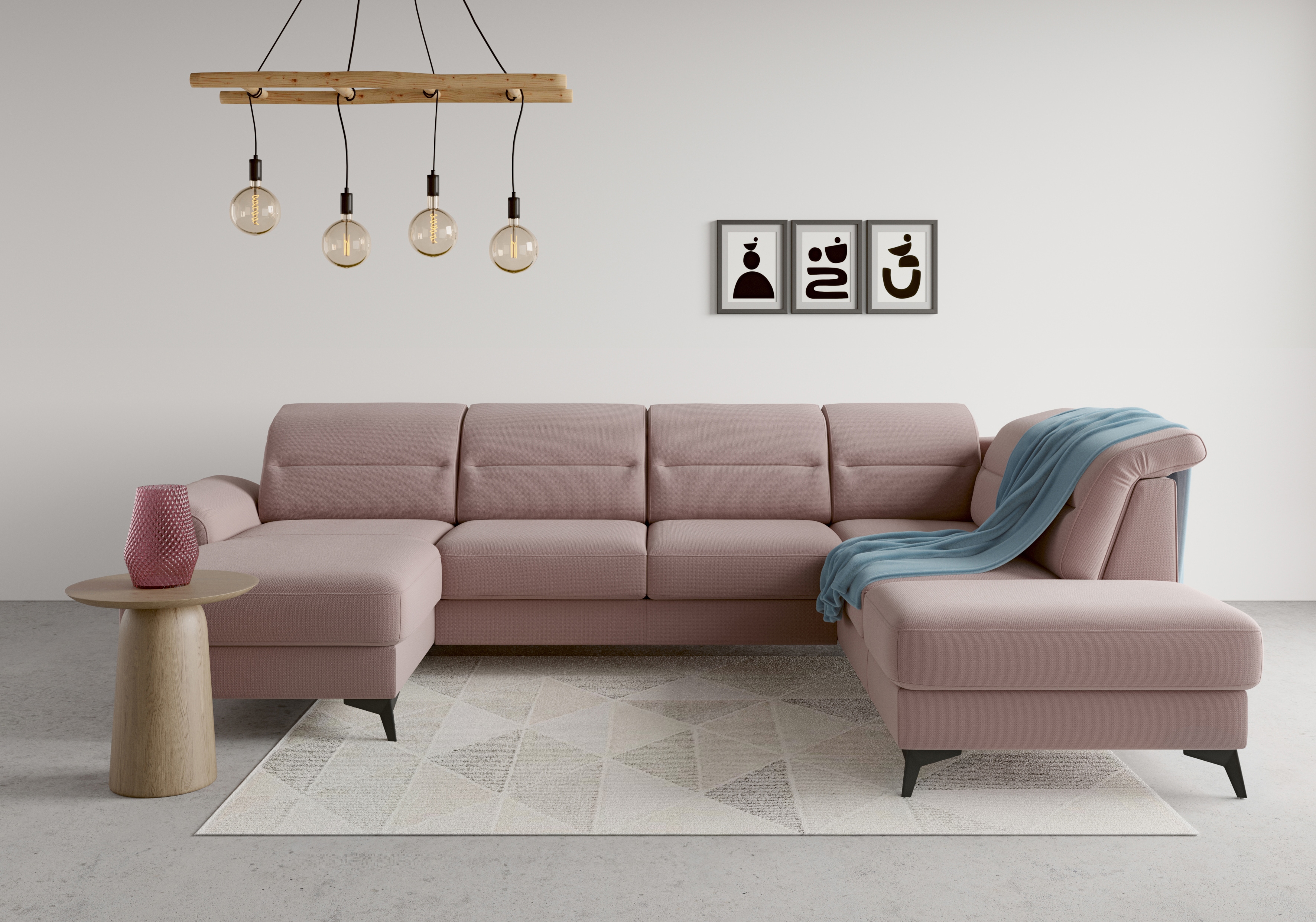 sit&more Wohnlandschaft "Sinatra U-Form" optional mit Kopfteilverstellung und Armteilfunktion, Metallfüsse