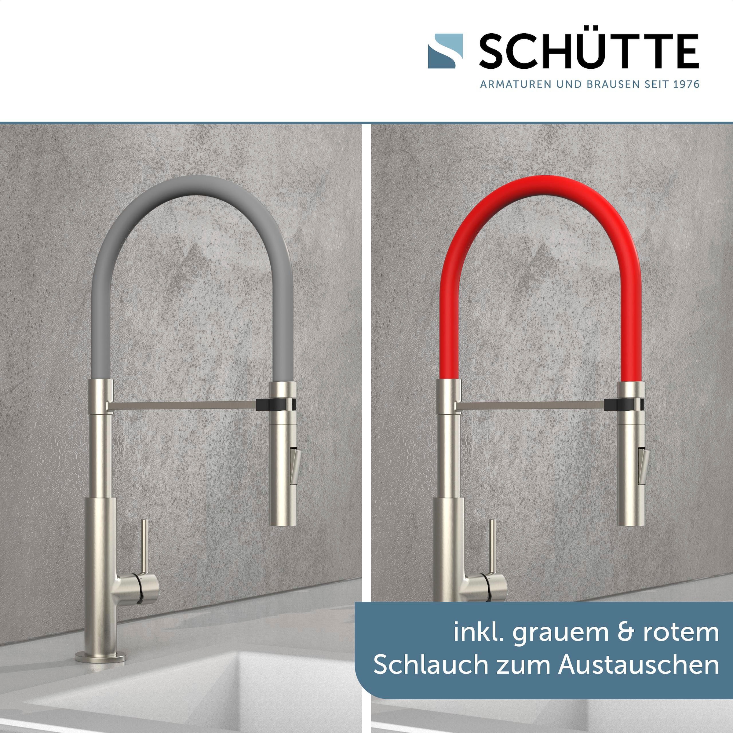 Schütte Spültischarmatur »Design«, ausziehbar, 360° schwenkbar, Edelstahloptik/Schwarz, Hochdruck