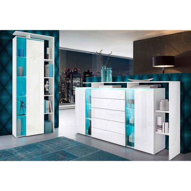 ❤ borchardt Möbel Standvitrine »Lissabon«, mit seitlichem Regal, Höhe 189  cm bestellen im Jelmoli-Online Shop