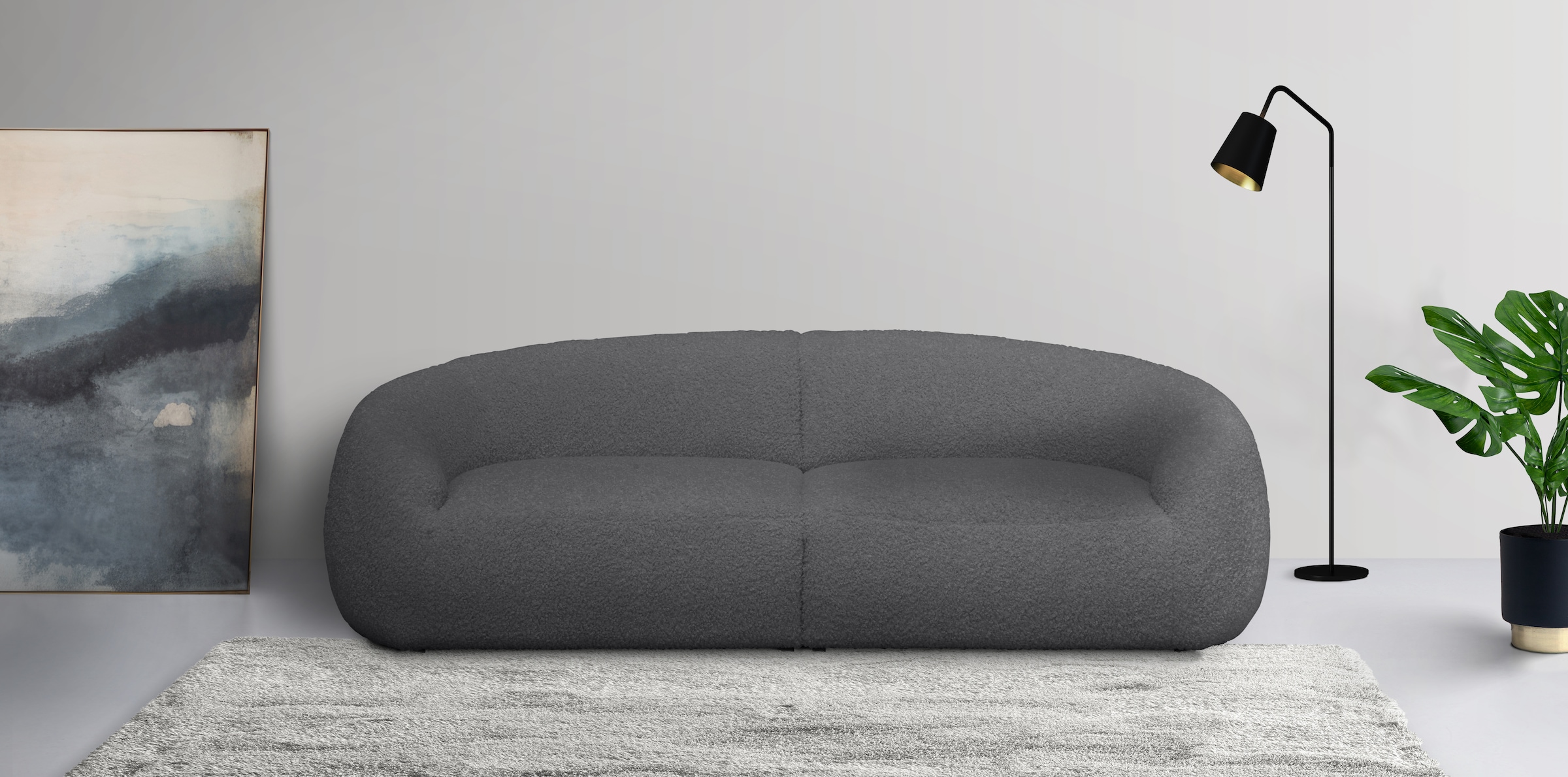 LeGer Home by Lena Gercke Big-Sofa »Designersofa, organische Form, Masse B/T/H: 240/64/81 cm«, mit Wellenunterfederung, auch in Bouclé, passend zur Serie