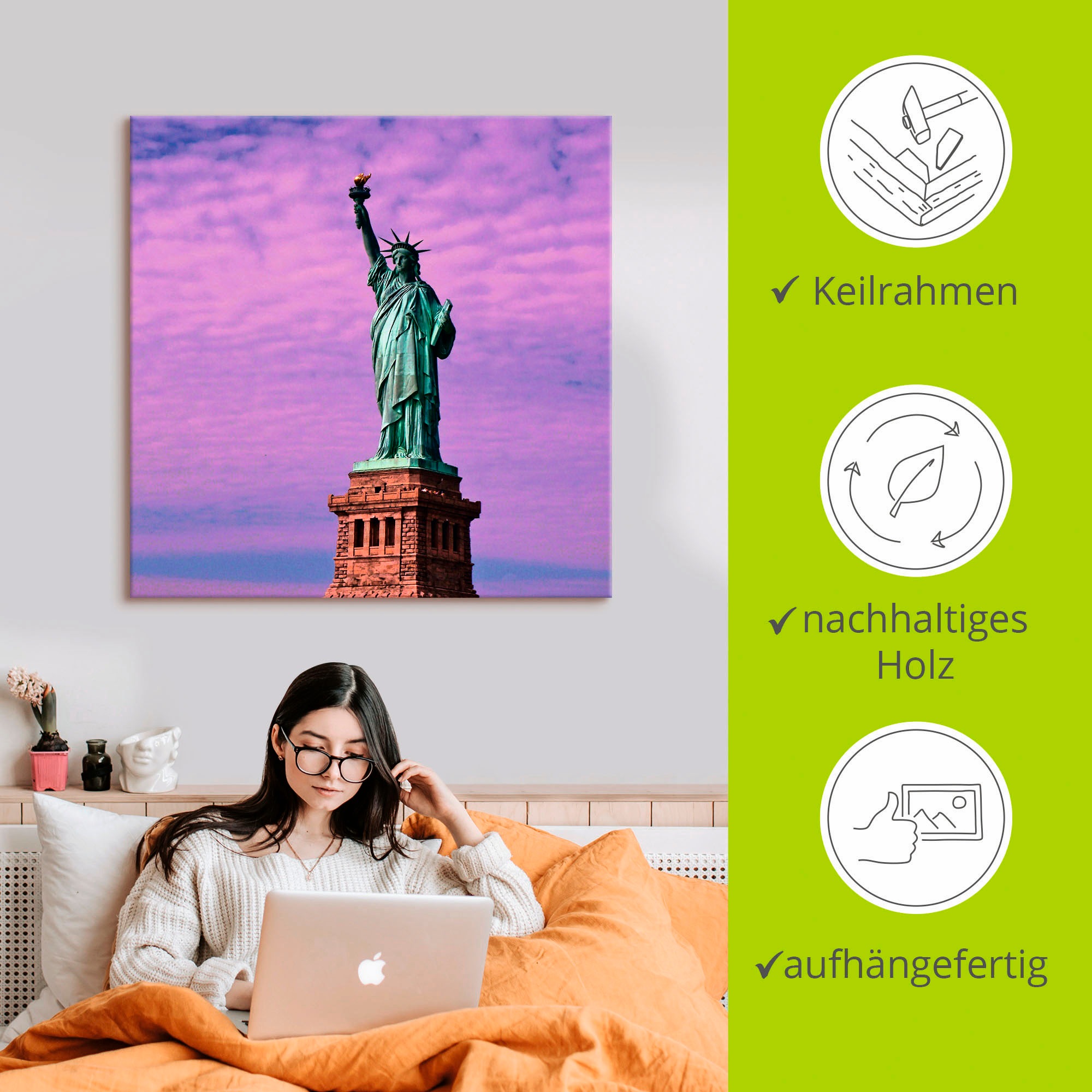 Artland Wandbild »Freiheitsstatue«, Amerika, (1 St.), als Leinwandbild, Poster in verschied. Grössen