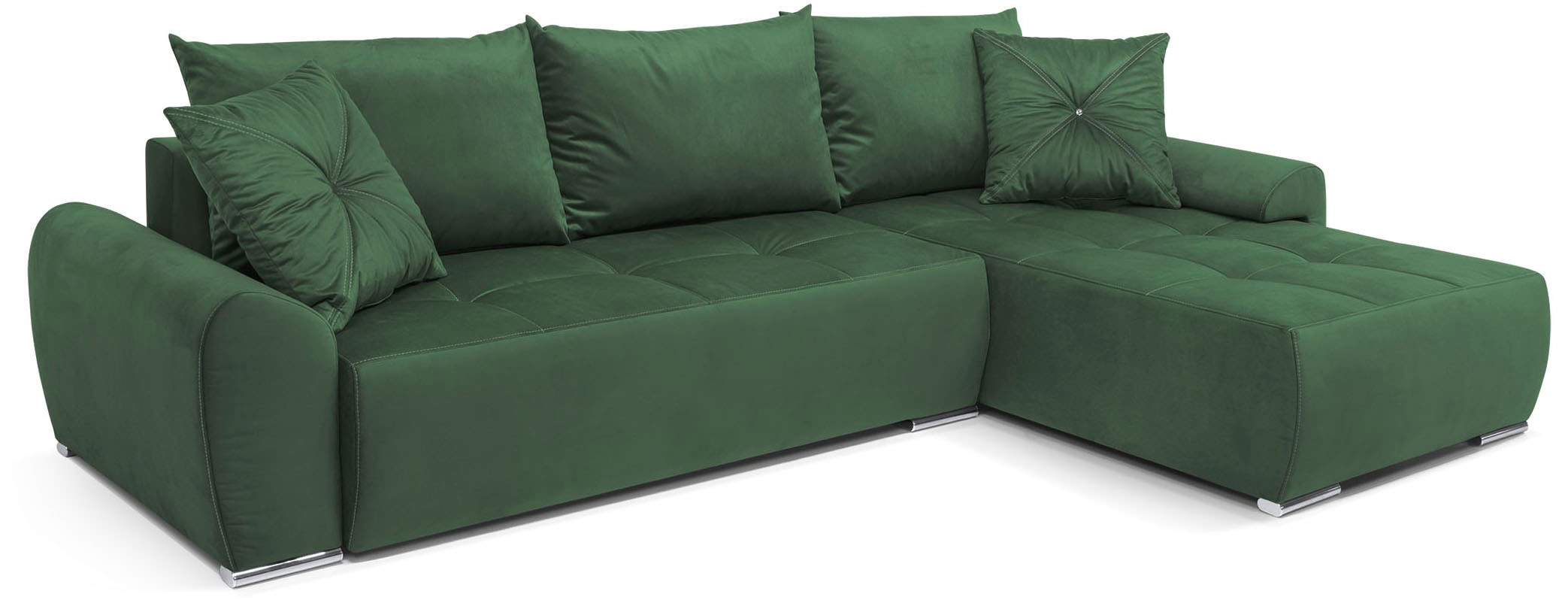 COLLECTION AB Ecksofa »Bilbao L-Form«, inkl. Bettfunktion und Bettkasten, Zierkissen mit Strassstein