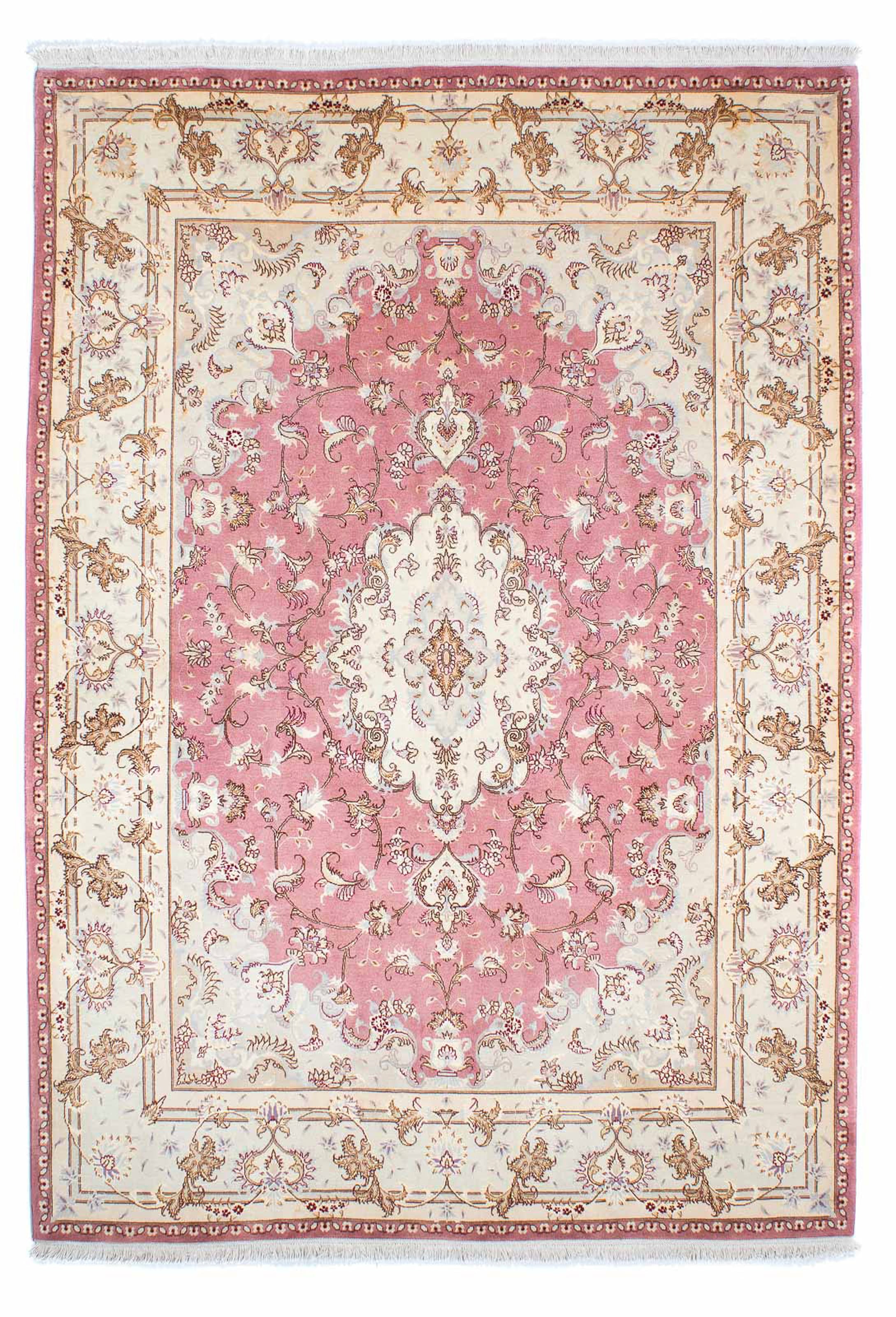 morgenland Orientteppich »Perser - Täbriz - Royal - 236 x 166 cm - rosa«, rechteckig, 7 mm Höhe, Wohnzimmer, Handgeknüpft, Einzelstück mit Zertifikat