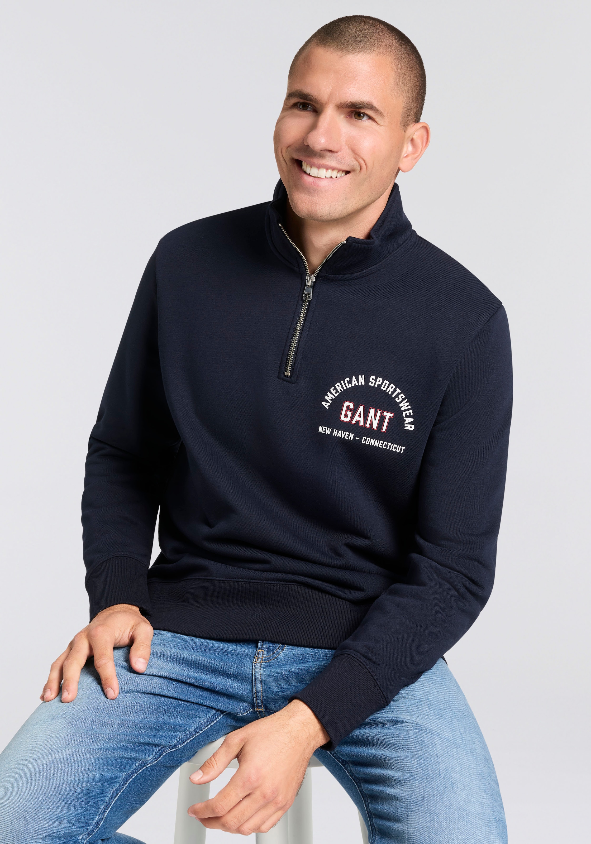 Gant Sweatshirt, Stehkragen mit Reissverschluss