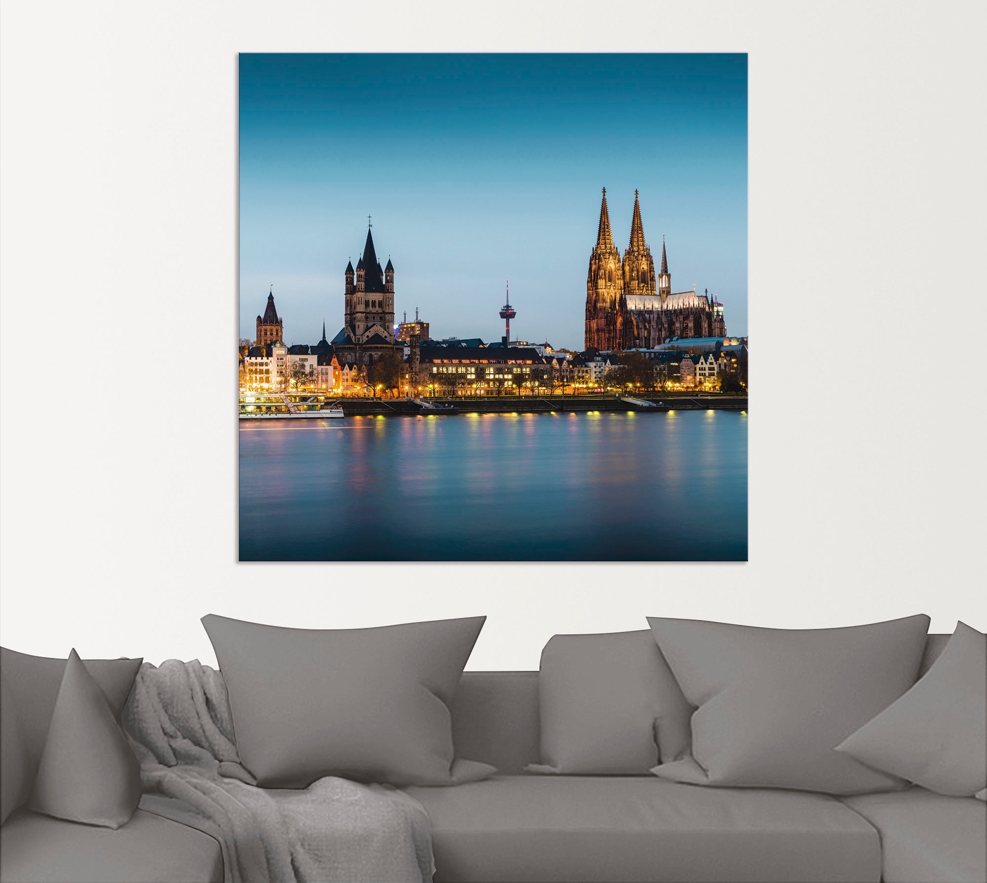 Artland Alu-Dibond-Druck »Köln Rheinpromenade«, Deutschland, (1 St.), für Innen- und Aussenbereich geeignet, Outdoorbild