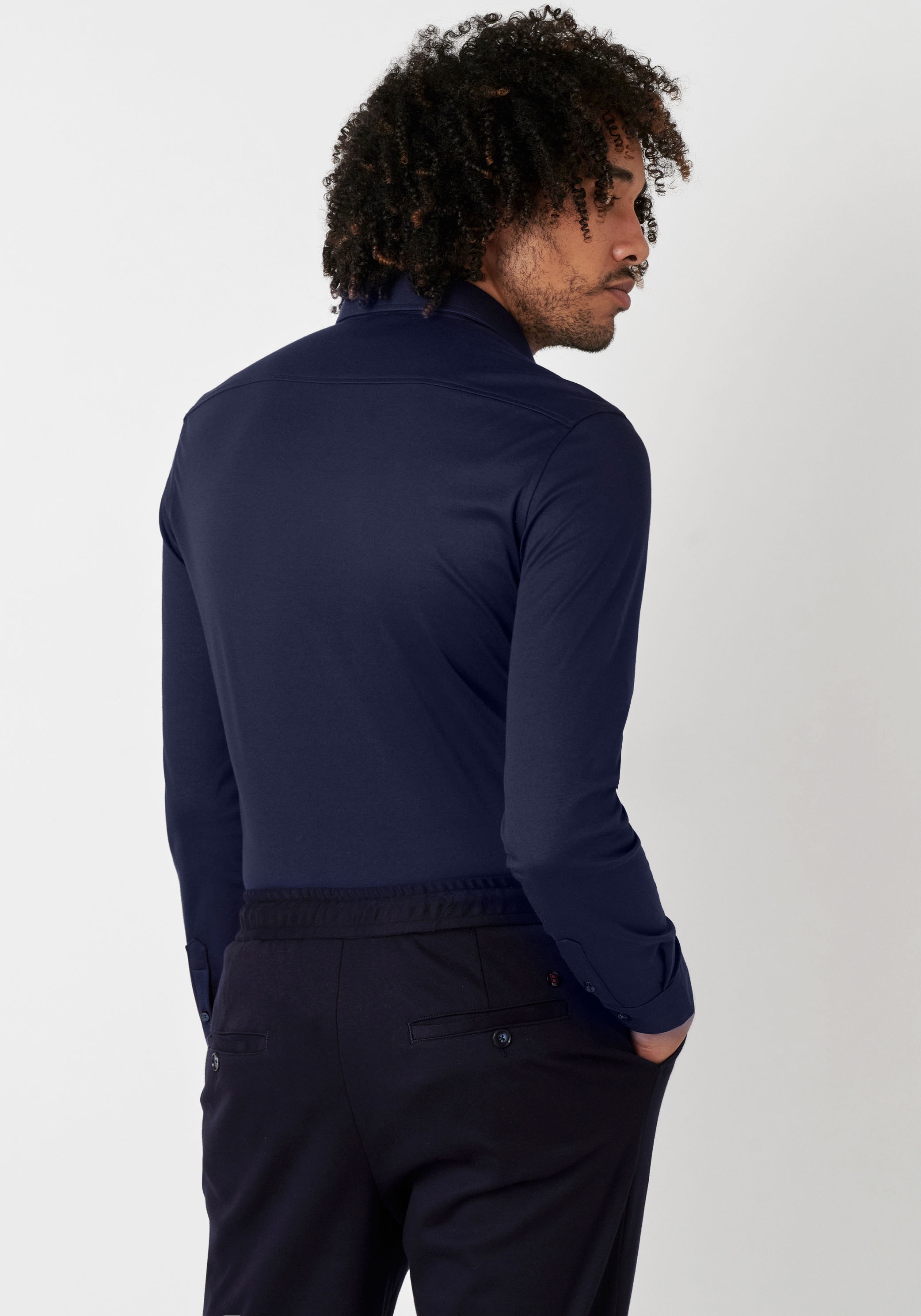 DESOTO Langarmhemd »Jerseyhemd Casual Kent langarm«, Flexibler Stretch