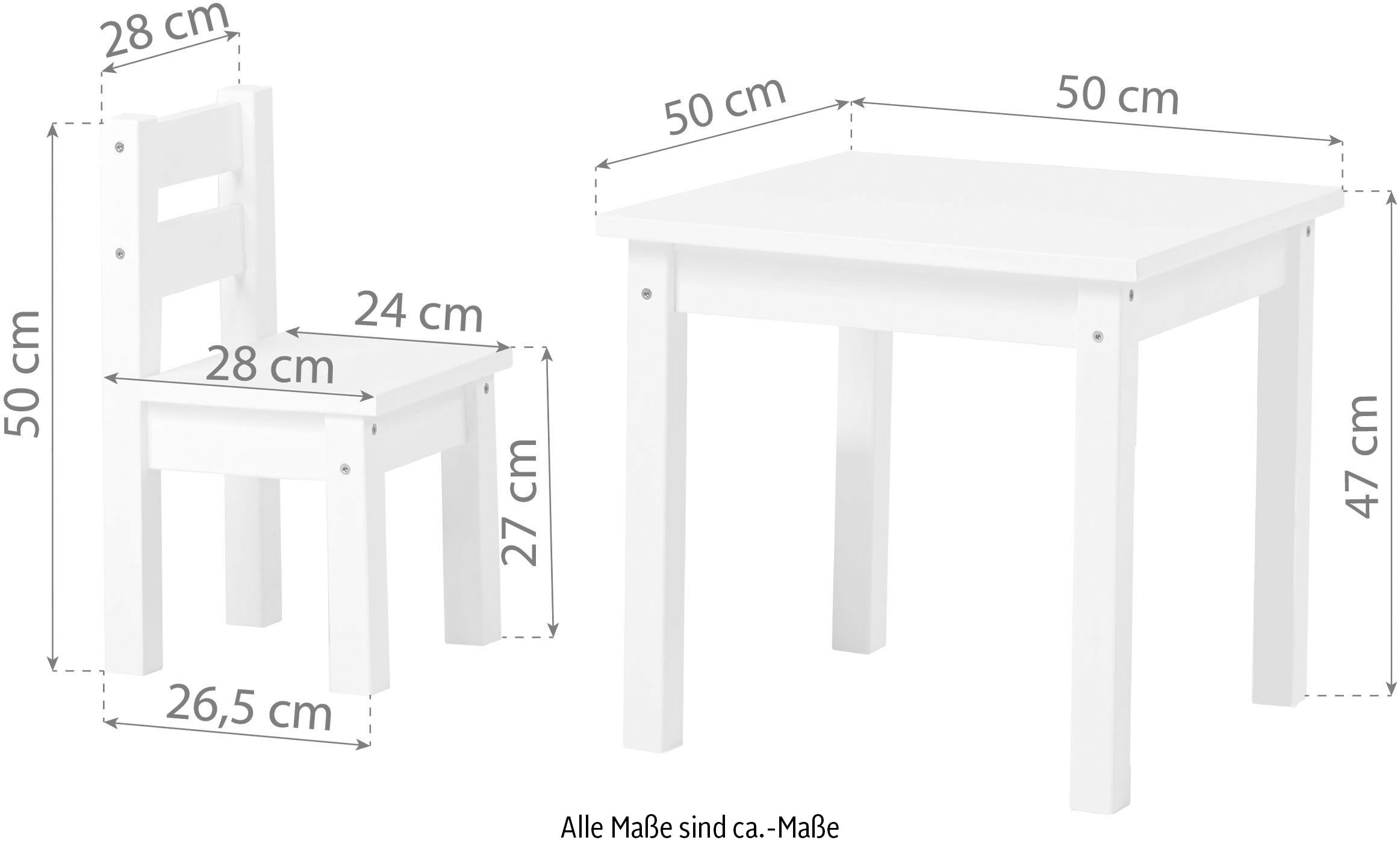 Hoppekids Kindersitzgruppe »MADS Kindersitzgruppe«, (Set, 2 tlg., 1 Tisch, 1 Stuhl), in vielen Farben, mit einem Stuhl